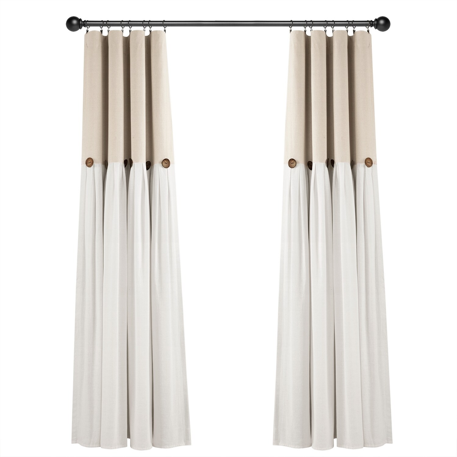 Linen Button Blackout Pleated Window Curtain Panel 40x84