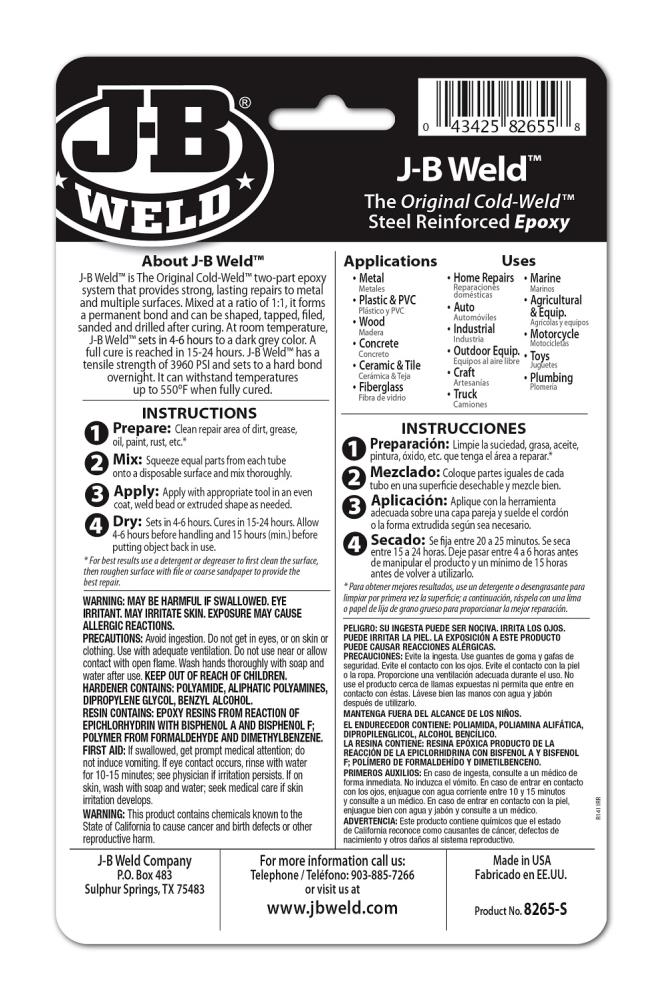 J-B Weld - Cold Weld - Steel Adhesive - (2-pc)