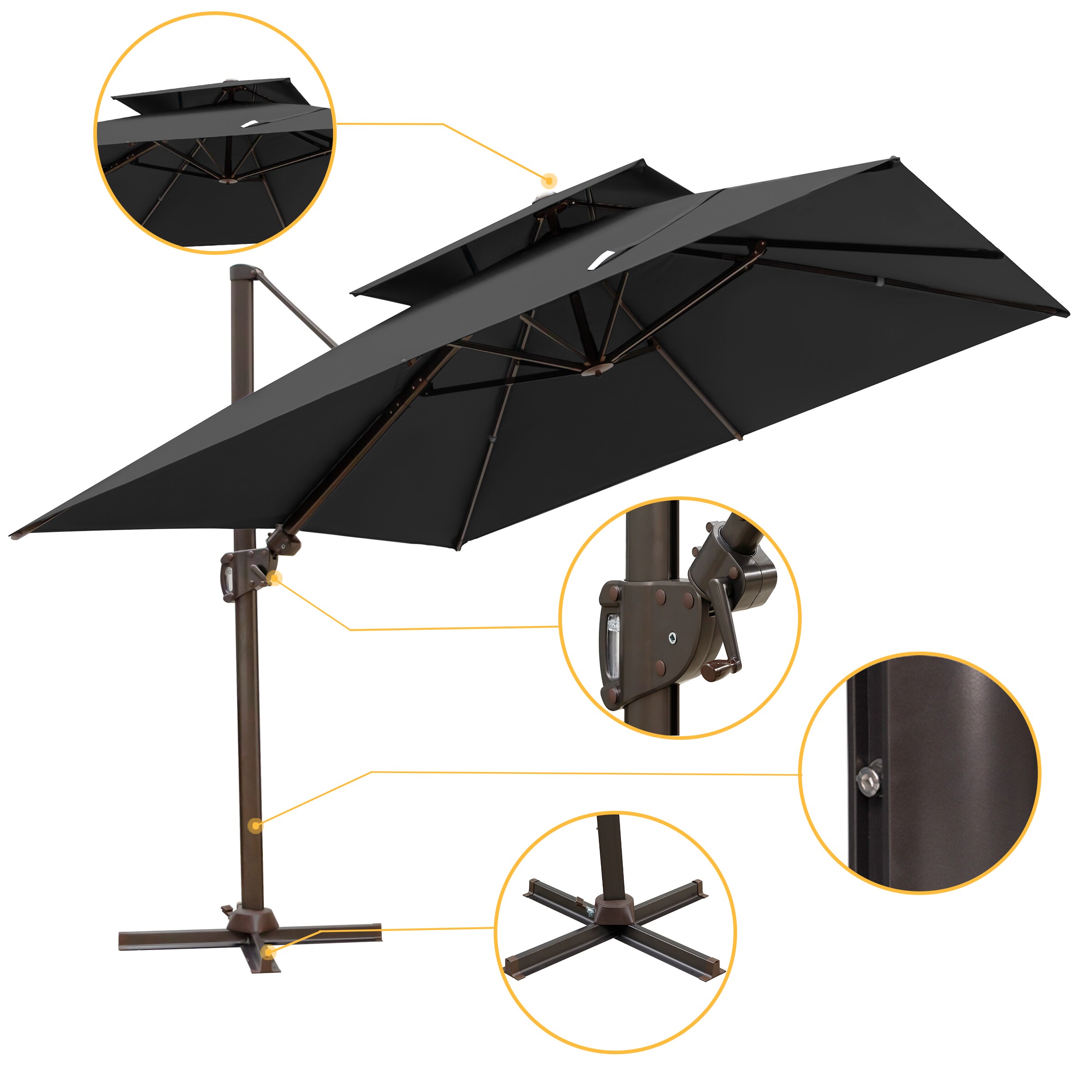 Crestlive Products 10-ft Black Slide-tilt Cantilever Patio Umbrella in ...