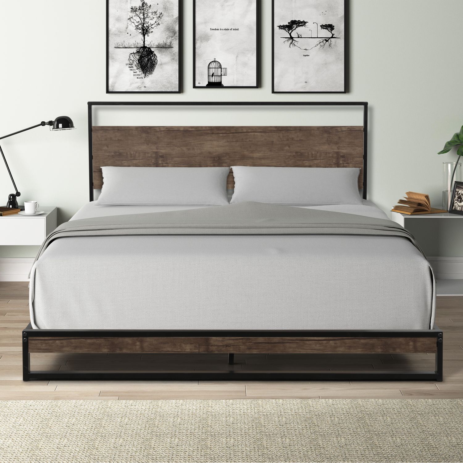 JASMODER W42721329 Espresso Queen Composite Platform Bed