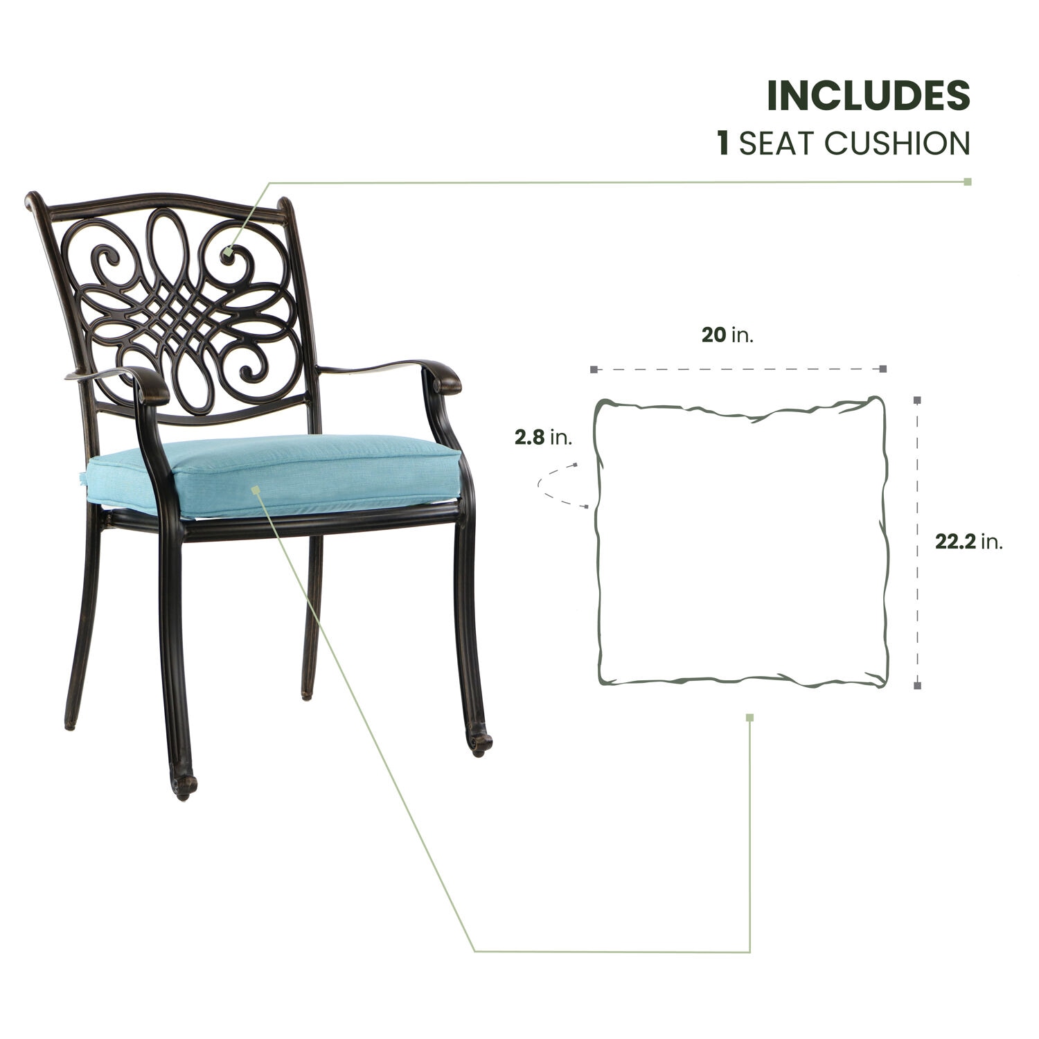 Hanover TRADDN1PCCUSH-BLU Patio-Furniture-Cushions - View #2
