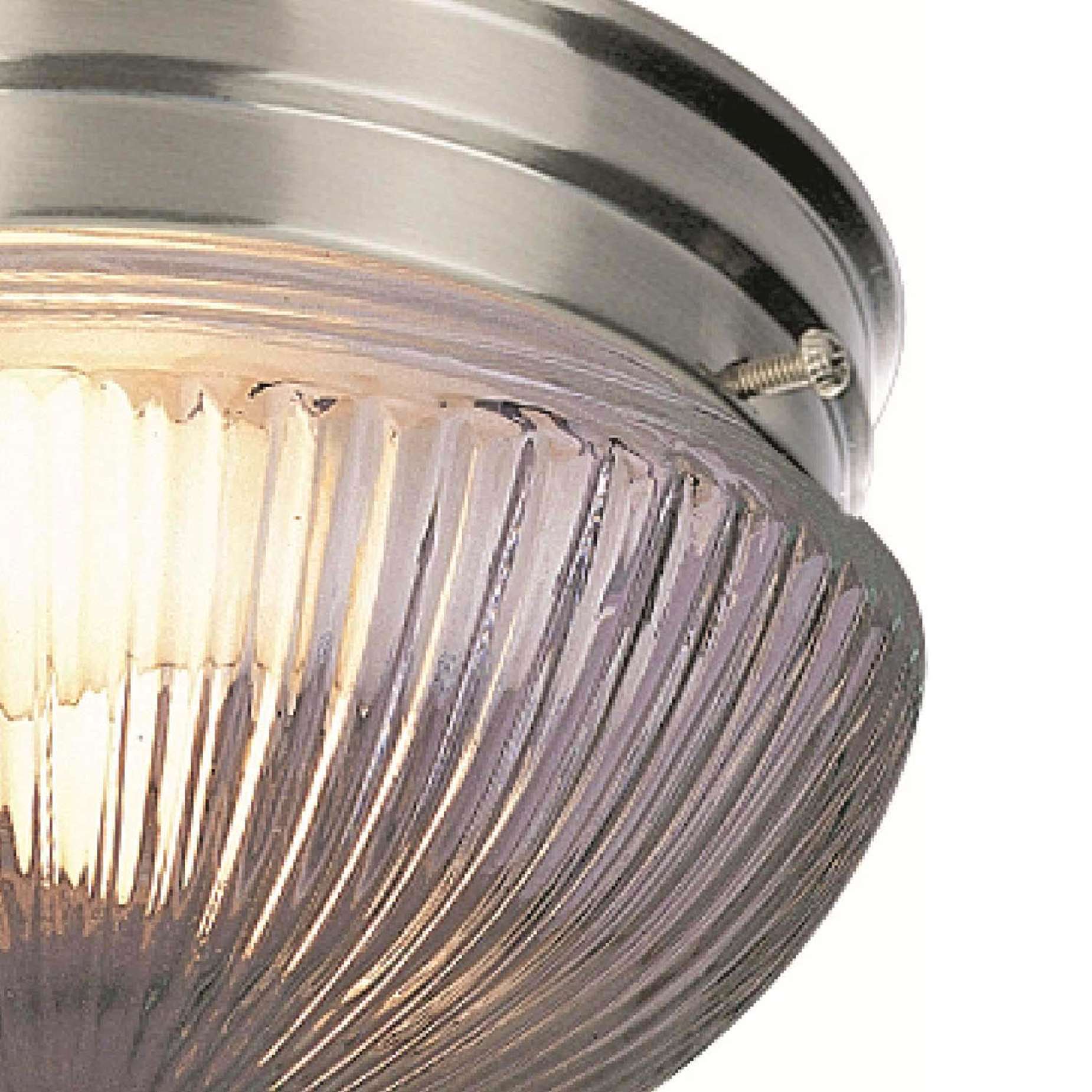Brushed Nickel 2-Light Flush Mount with Ribbed Glass
