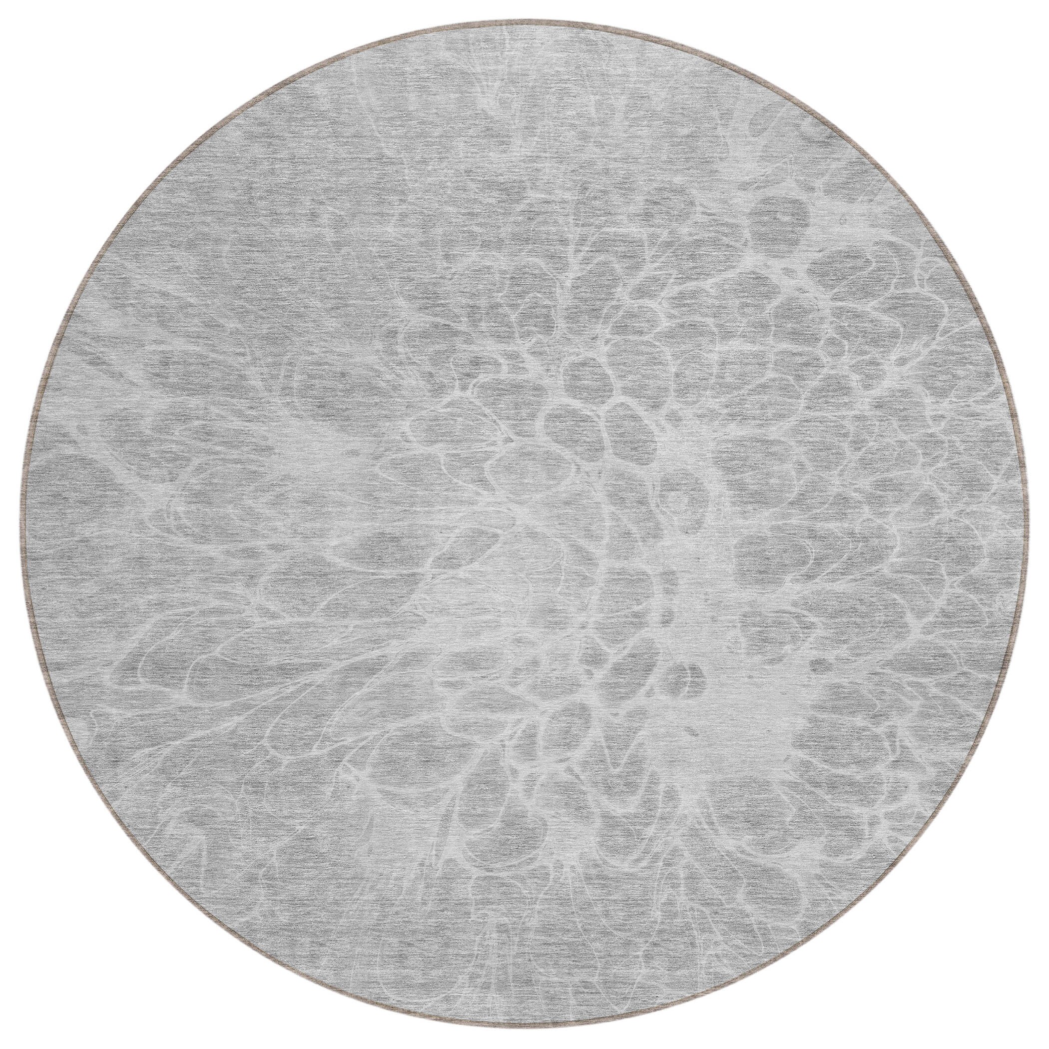 Addison Rugs ACN653SV8RO Chantille ACN653SV 8 x 8 (ft) Polyester Silver Round Indoor/Outdoor Geometric Machine washable Area rug