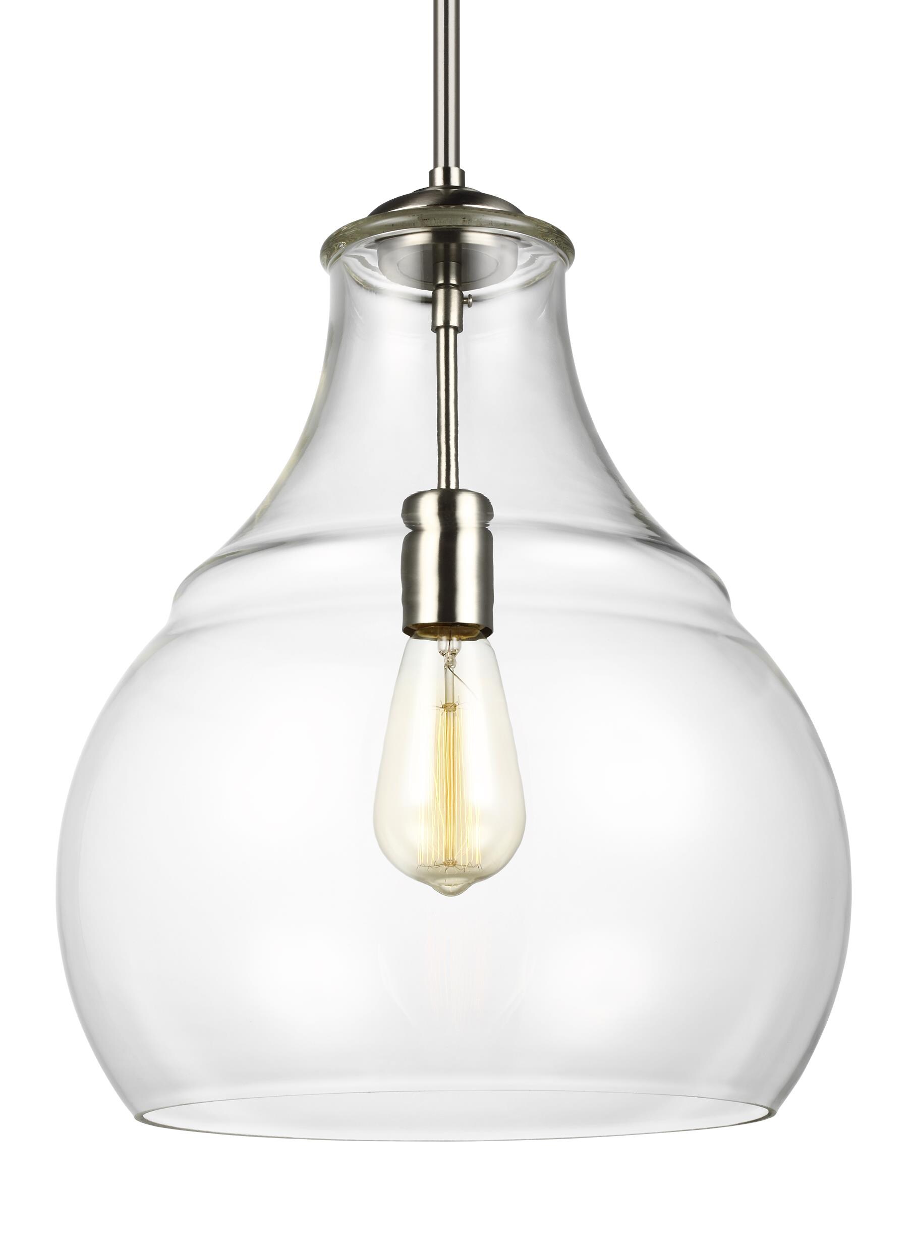 Satin Nickel Clear Glass 1-Light Mini Pendant