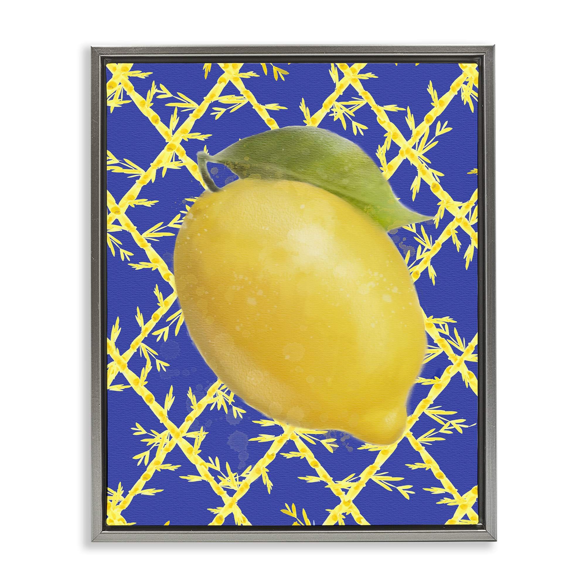 Stupell Industries BS-509-FFL-24X30 Bold Lemon over Blue Gray Framed Floater Canvas Wall Art By Matthew Piotrowicz 25 x 31