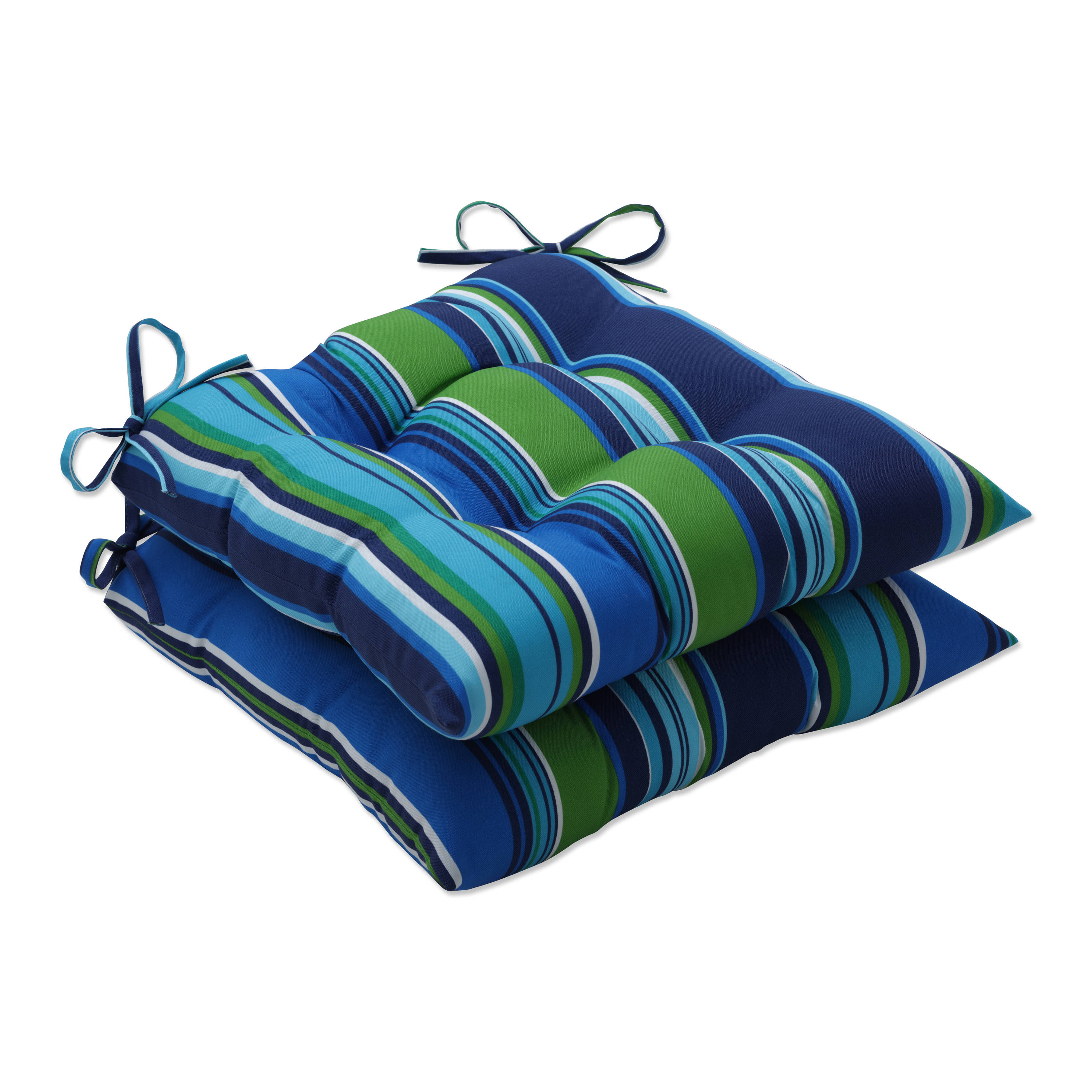 15.5 x 17 Turquoise Stripe Rectangle Outdoor Seat Pad (2 Pack)