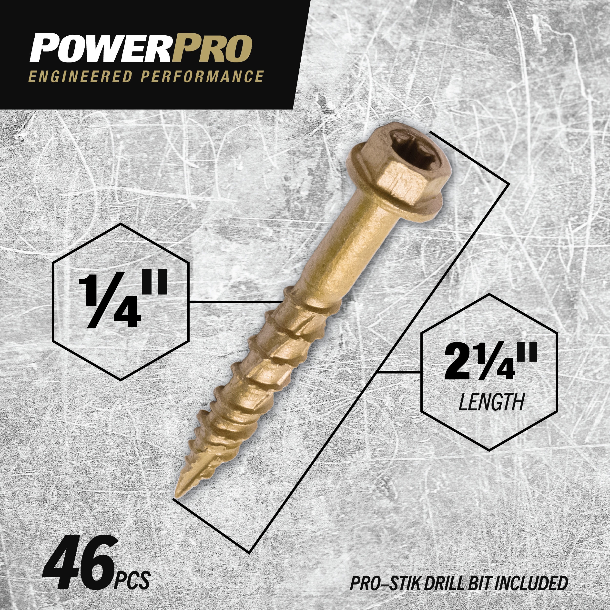 Power Pro 1/4-in x 2-1/4-in Epoxy One Exterior Wood Screws (46-Per Box) in  the Wood Screws department at