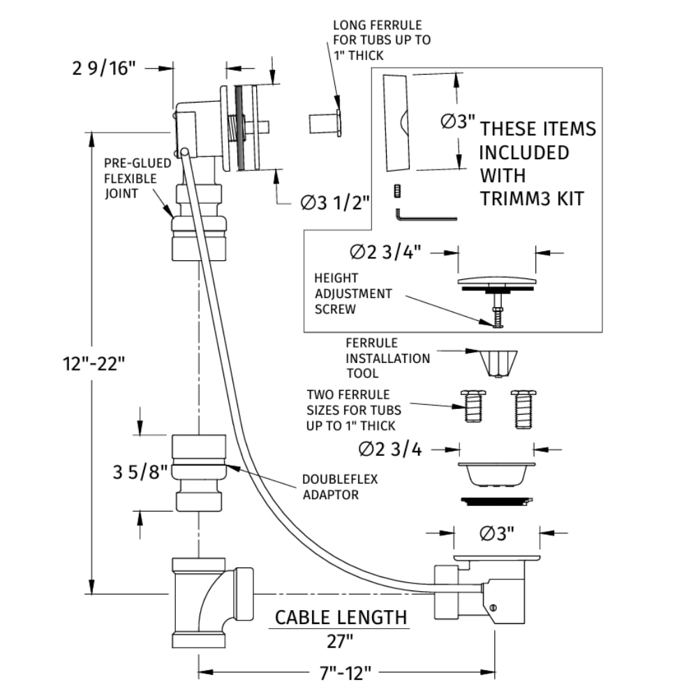 Laurel Mountain 1-1/2-in Chrome Waste and Overflow Kit Chrome Cable ...