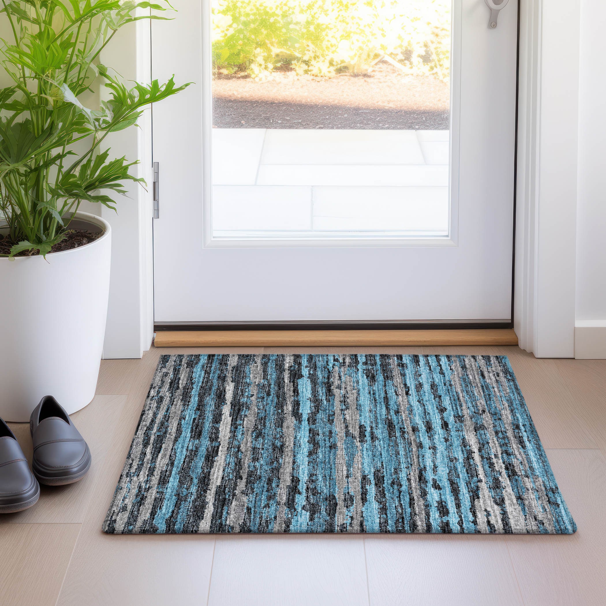 Addison Rugs AMF75PE20X30 Mayfield AMF75PE 2 x 3 (ft) Loomed Polyester Peacock Rectangular Indoor Abstract Machine washable Area rug