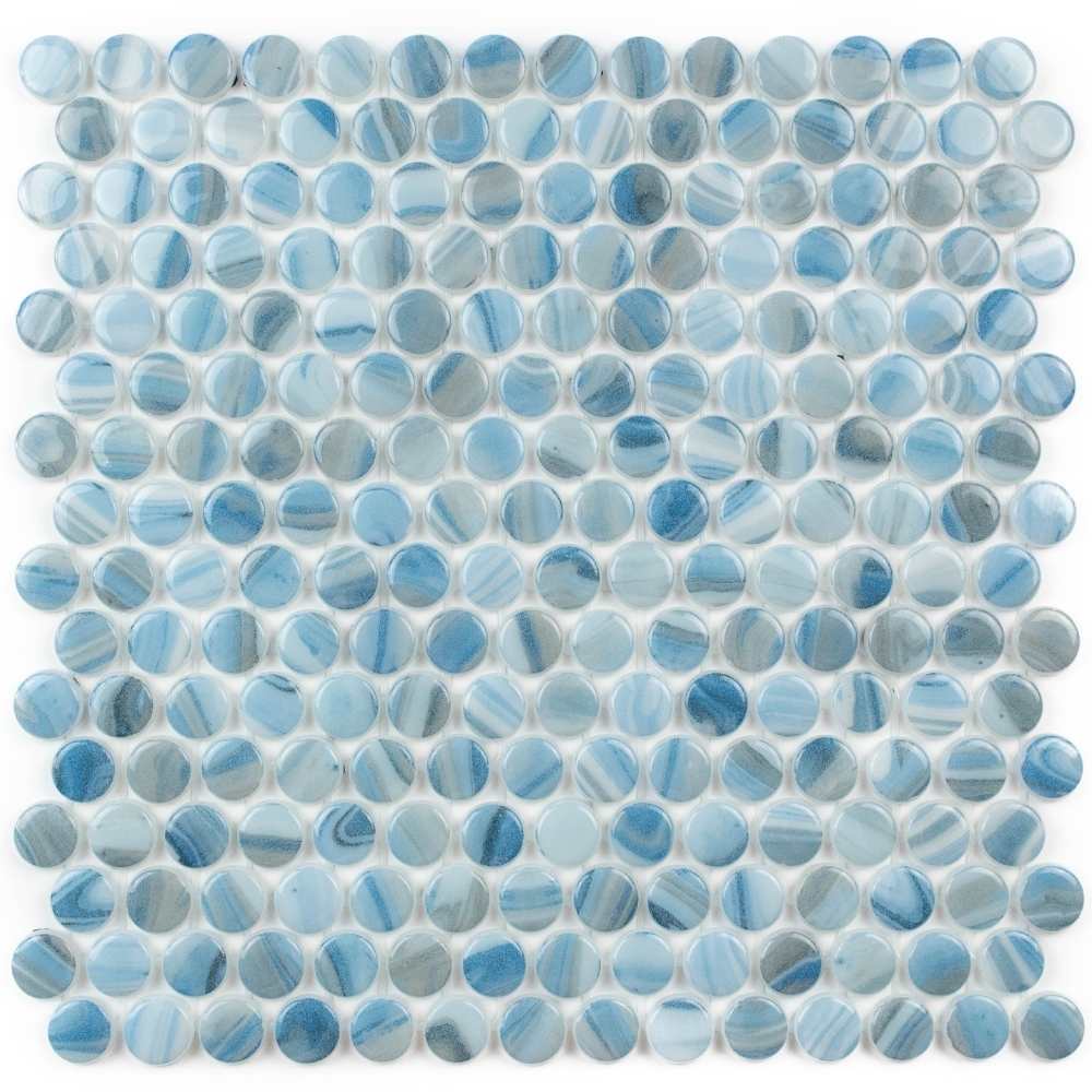 The Tile Life SPENNBLISTO Sample- Eterna Penny Tourmaline 4-in x 4-in Glossy Glass Floor and Wall Tile