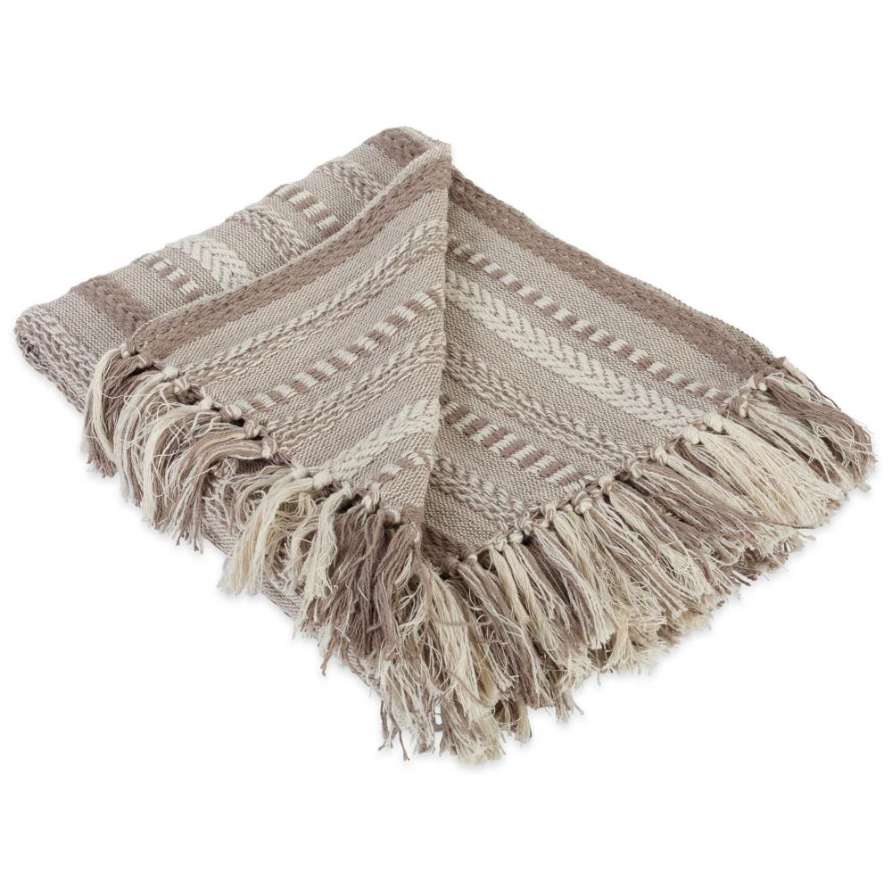 Photo 1 of **LIKE NEW
DII Stone Braided Stripe Throw 50-in x 60-in Brown Cotton Woven Throw