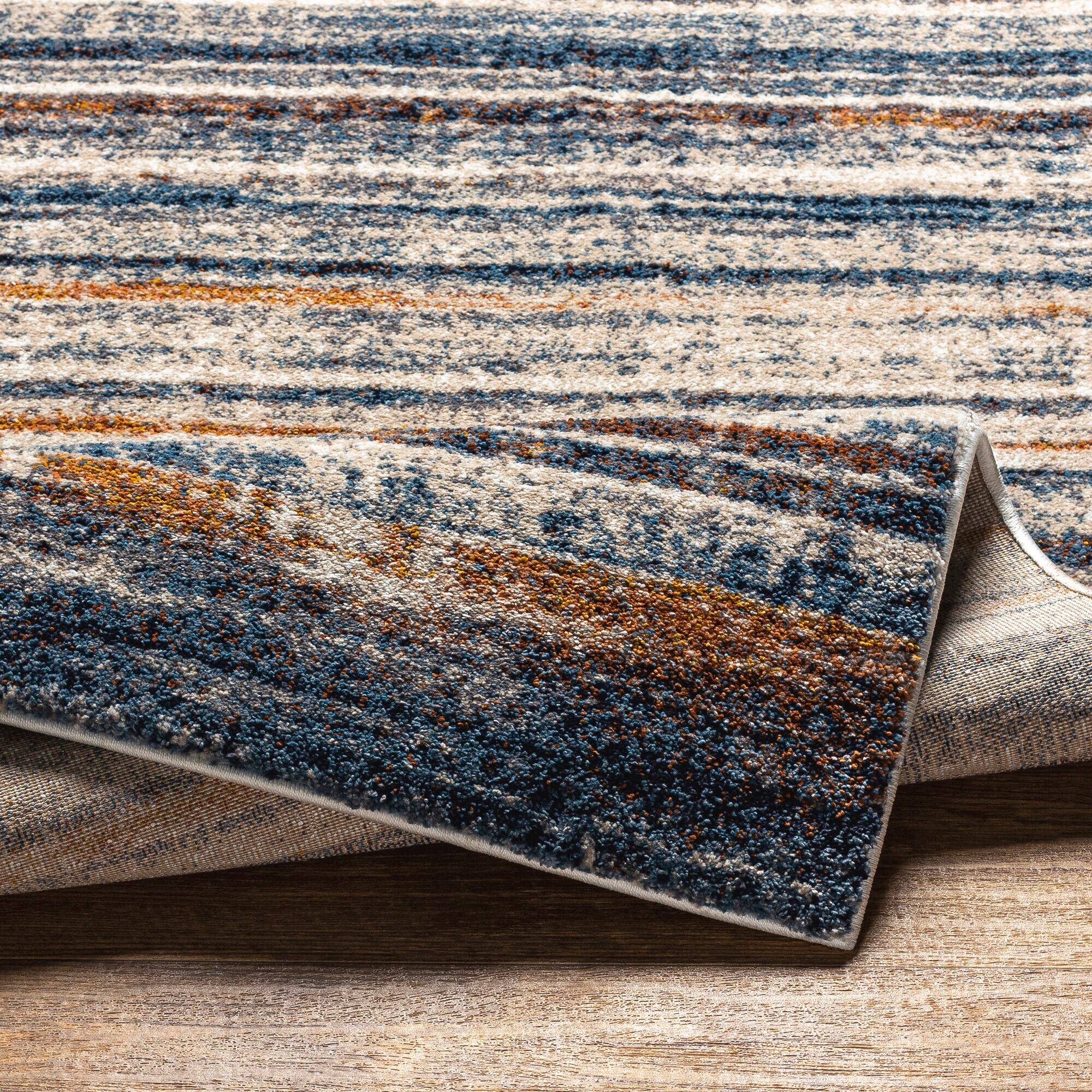 Modern Tuscany Blue High Pile 8' x 10' Synthetic Area Rug