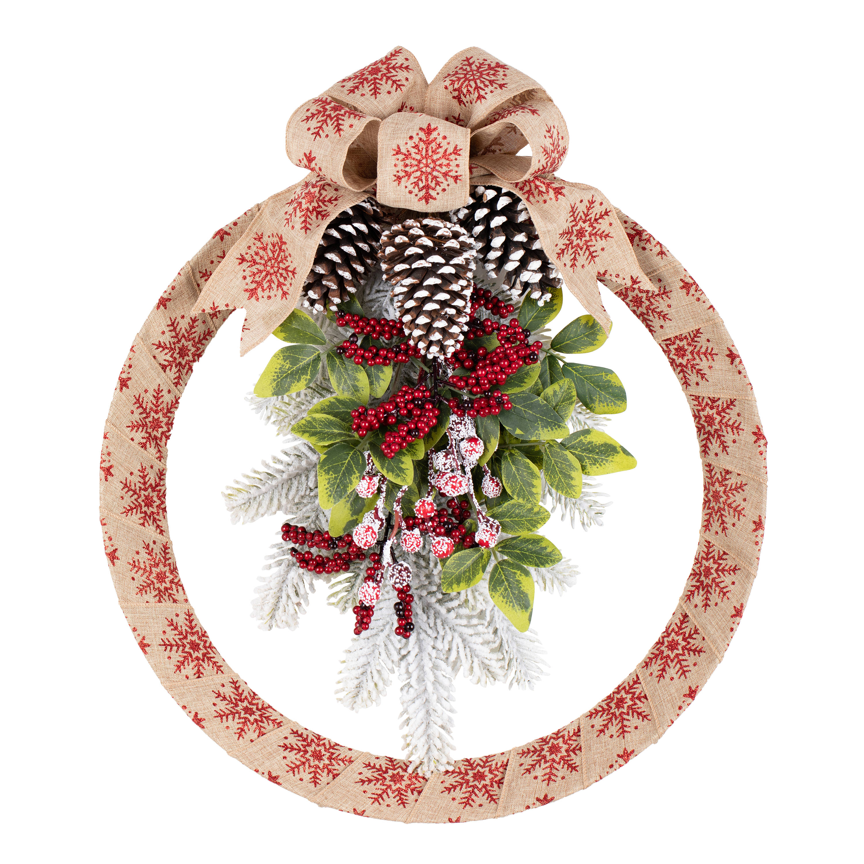 Haute Decor DCWR1802 18-in Indoor/Outdoor Tan Pinecones Artificial Christmas Wreath