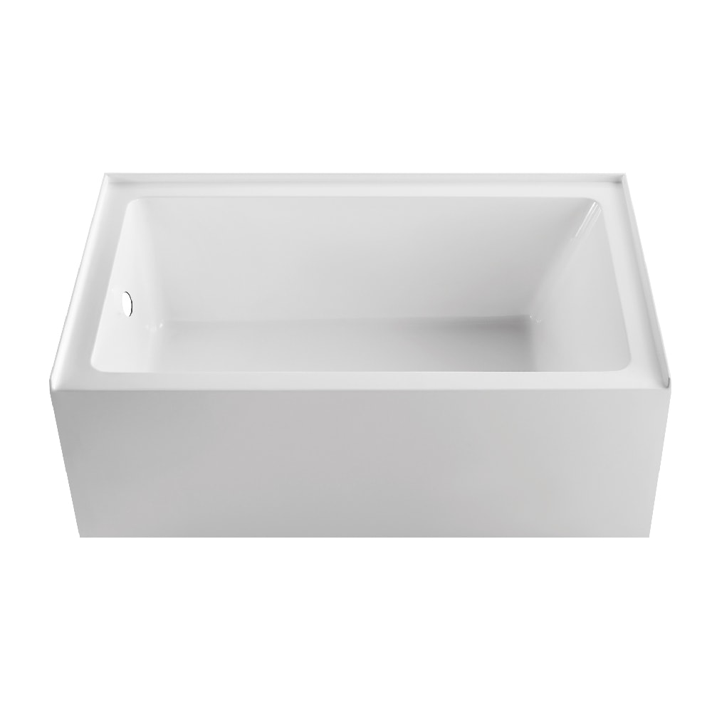BEARSOLIM 36-in x 60-in Alcove Acrylic Soaking Bathtub with Ergonomic Backrest Anti-Slip Base Left Drain