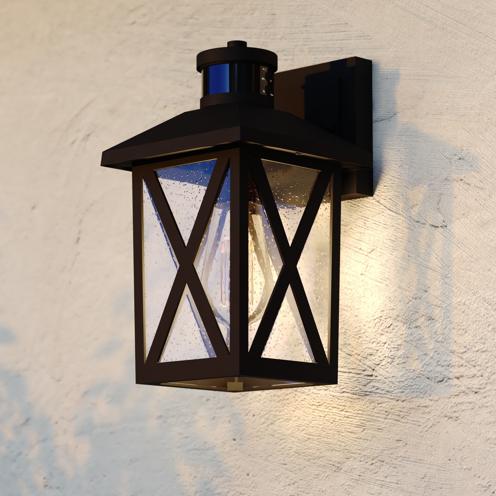 Cascadia Rockford 1 -Light 11-in H Matte Black Hardwired Motion Sensor Dusk to Dawn Outdoor Wall Light