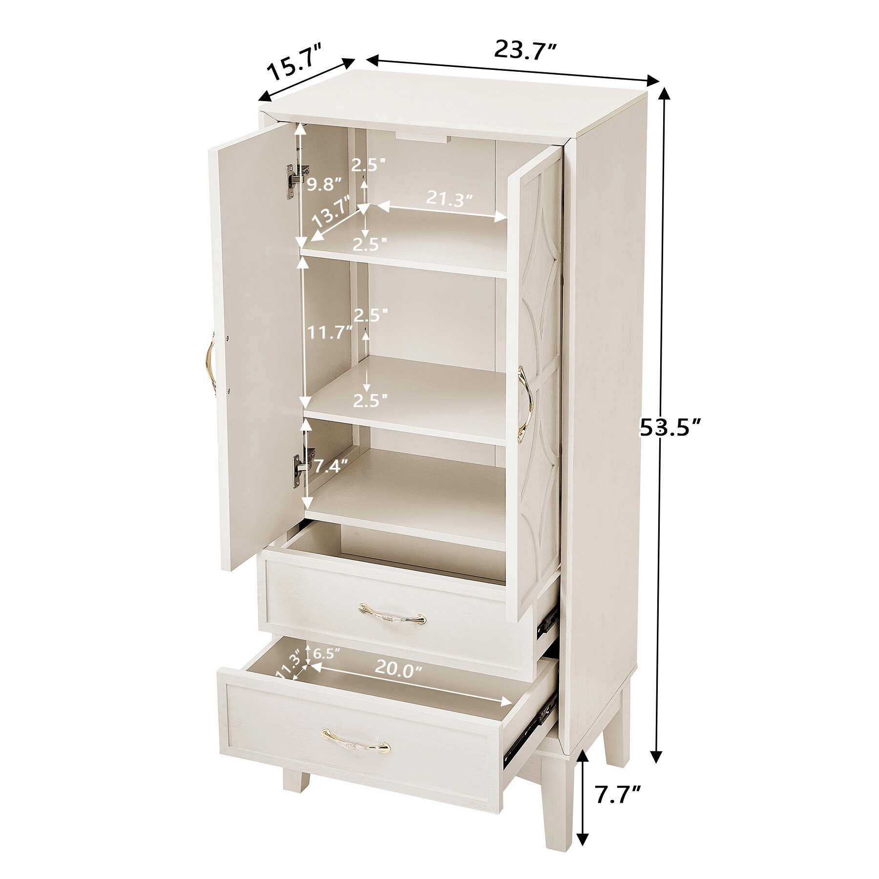 GlasFlength 54-Inch Tall Kitchen Pantry Storage Cabinet Modern ...