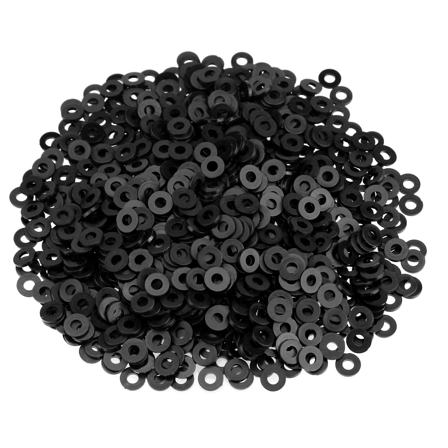 Misopily  500 Pieces M2 Black Nylon Flat Washers Inner Diameter Two Millimeter Outer Diameter Five Millimeter Thickness One Millimeter Plastic
