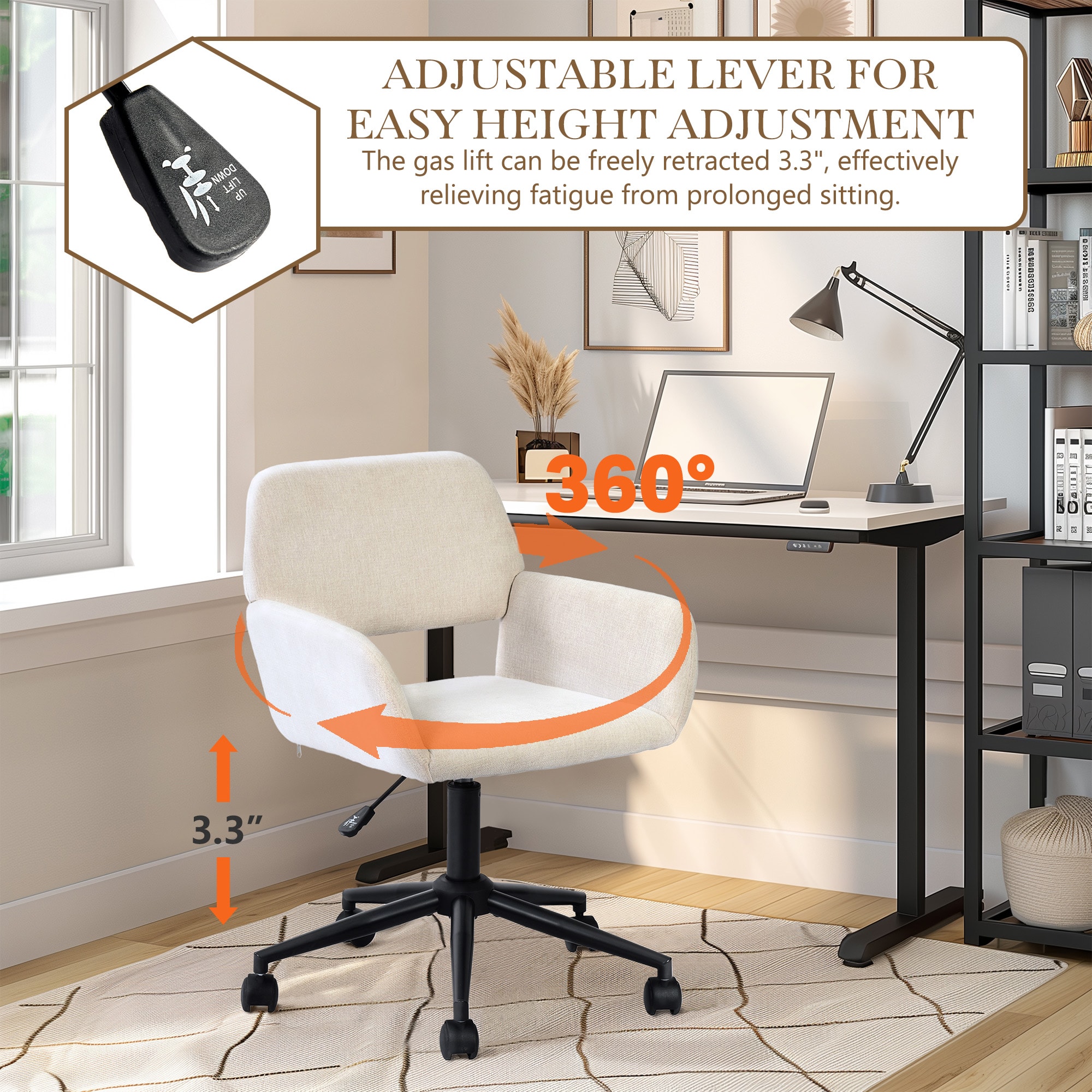 Homy Casa ROSS BEIGE Office-Chairs - View #8