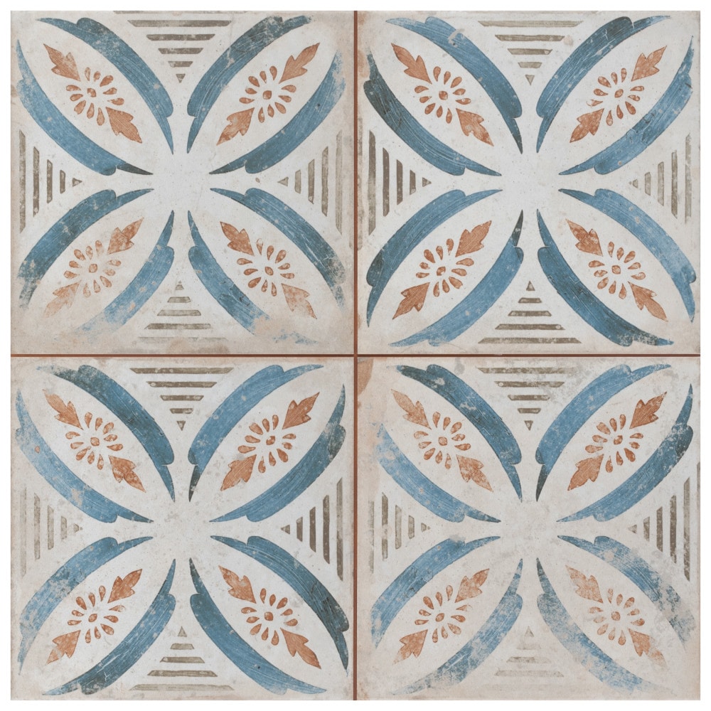 Affinity Tile S1FPE18ROPE Sample - Kings Root Petal 9-in x 9-in Matte Ceramic Patterned Floor and Wall Tile