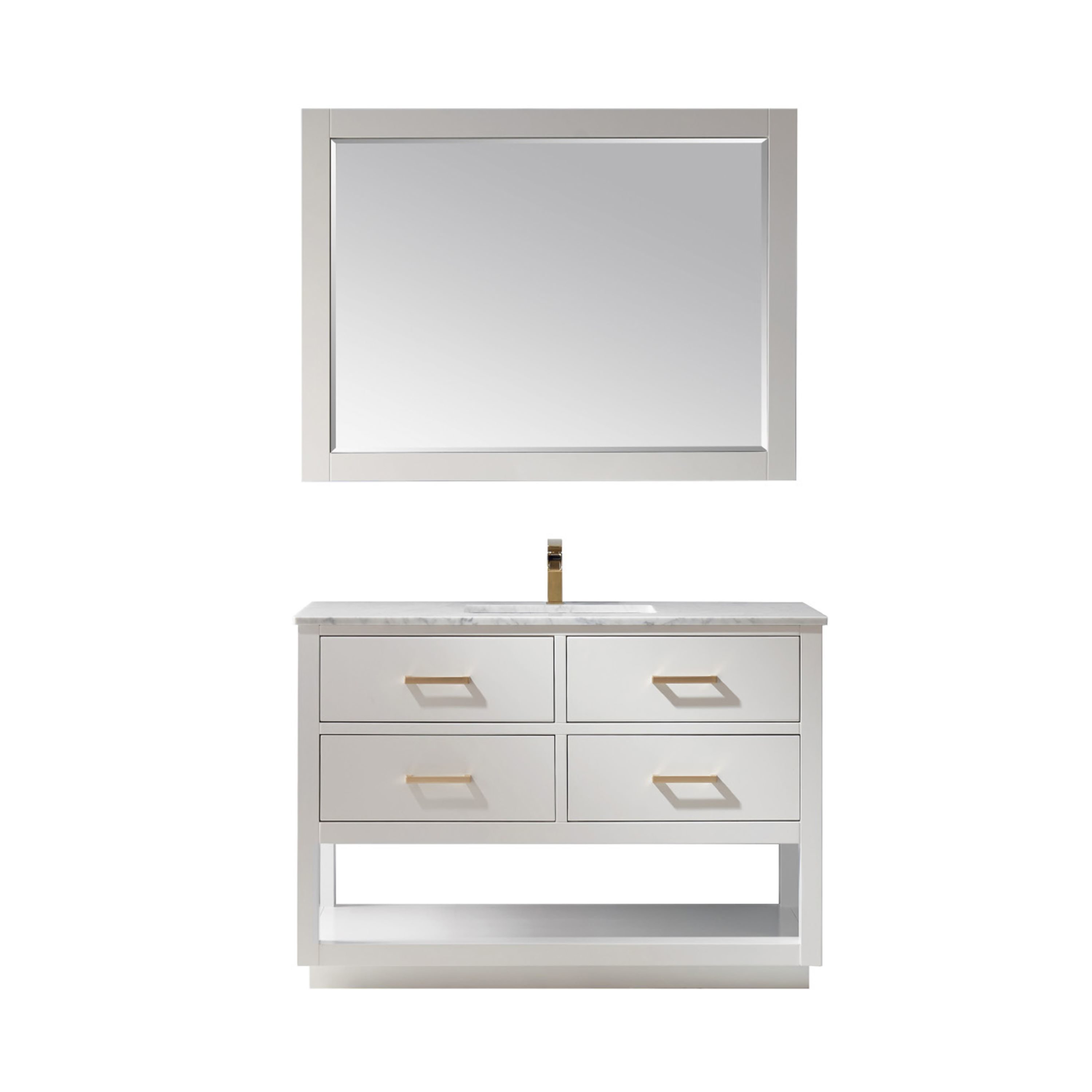 Altair 532048-WH-CA Remi 48-in White Undermount Single sink Bathroom Vanity with Carrara White Marble Top (Mirror Included)