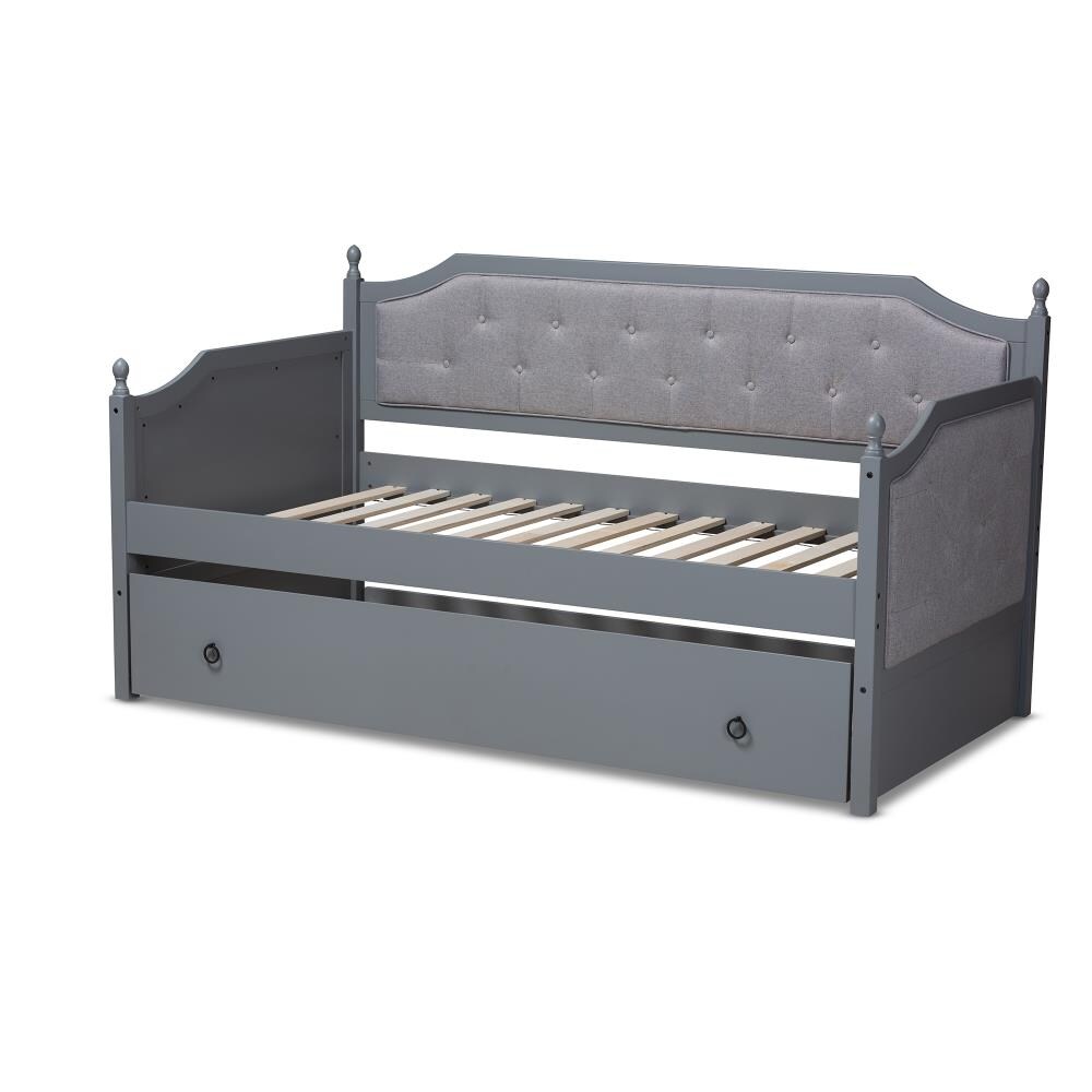 Baxton Studio Mara Gray Twin Daybed with Pull-Out Trundle Traditional ...