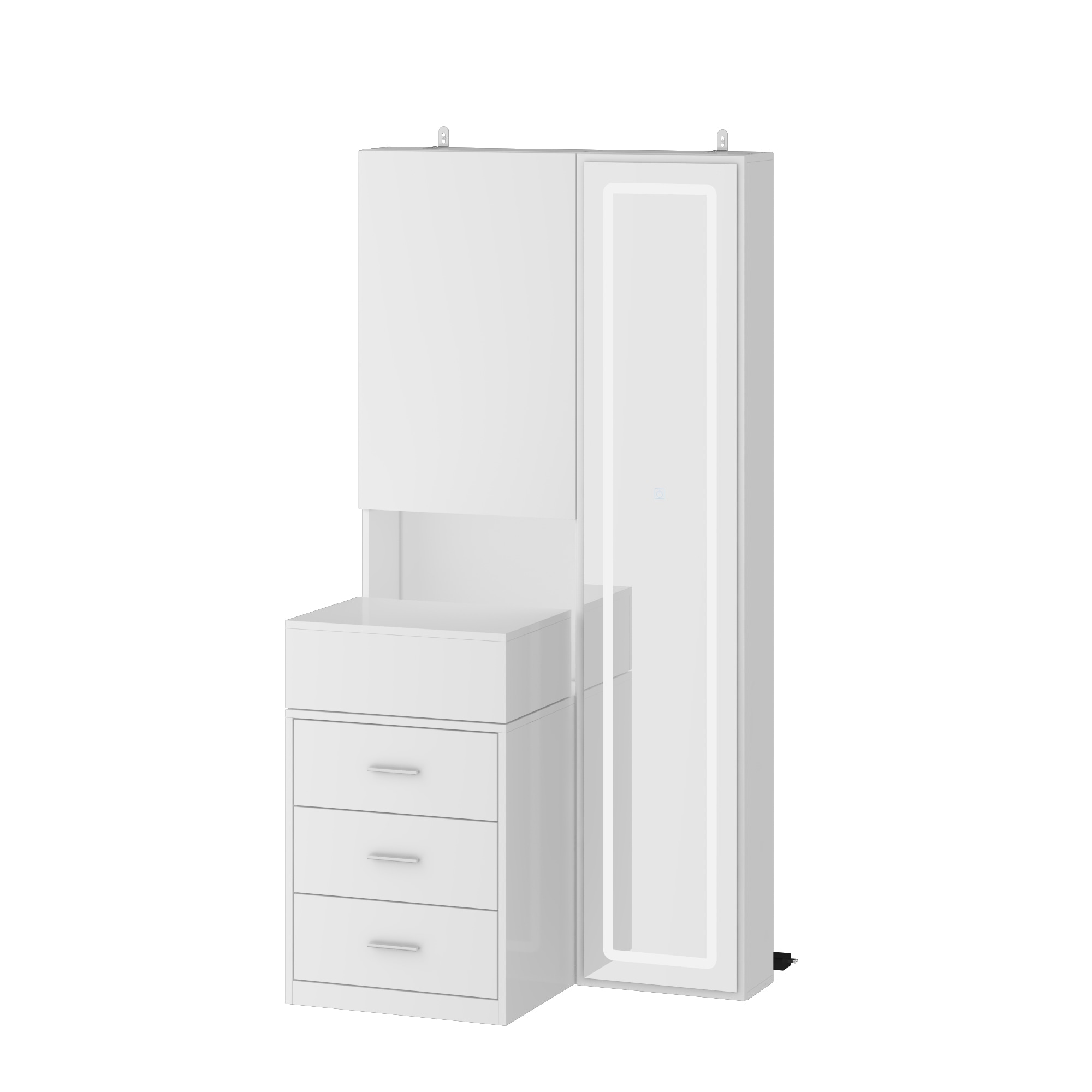 FUFU&GAGA Contemporary White Makeup Vanity with Lighted