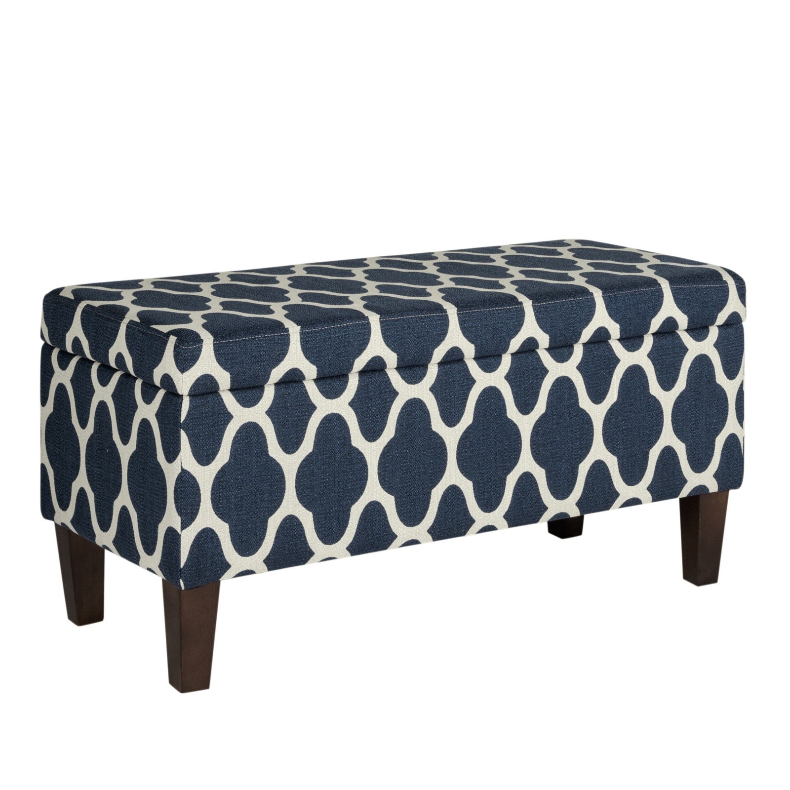 Benzara BM195787 Modern Blue and Cream Storage Bench with Storage 36-in x 16-in x 18-in