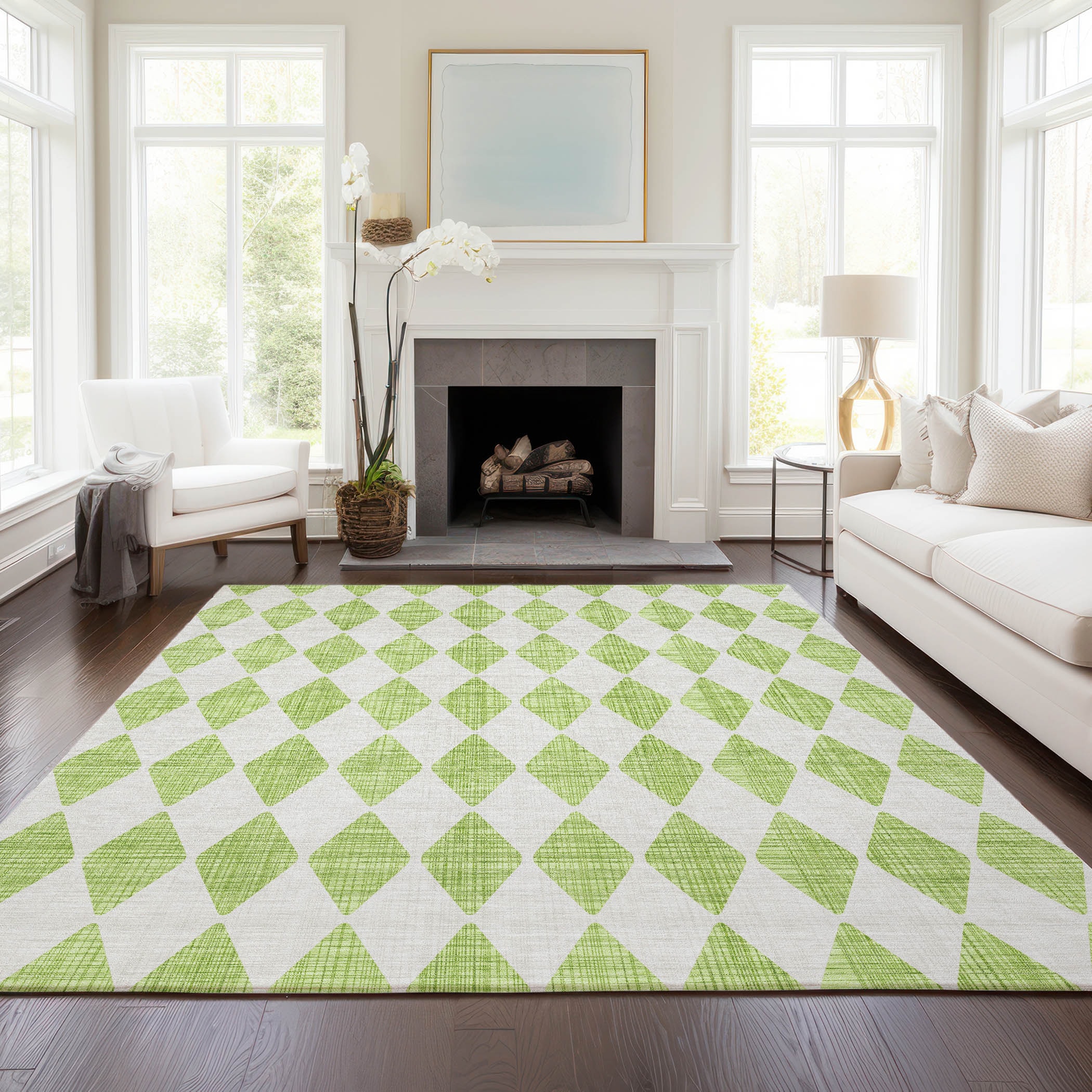 Addison Rugs ACN578LM30X46 Chantille ACN578LM 2 x 3 (ft) Polyester Lime Rectangular Indoor/Outdoor Geometric Machine washable Area rug
