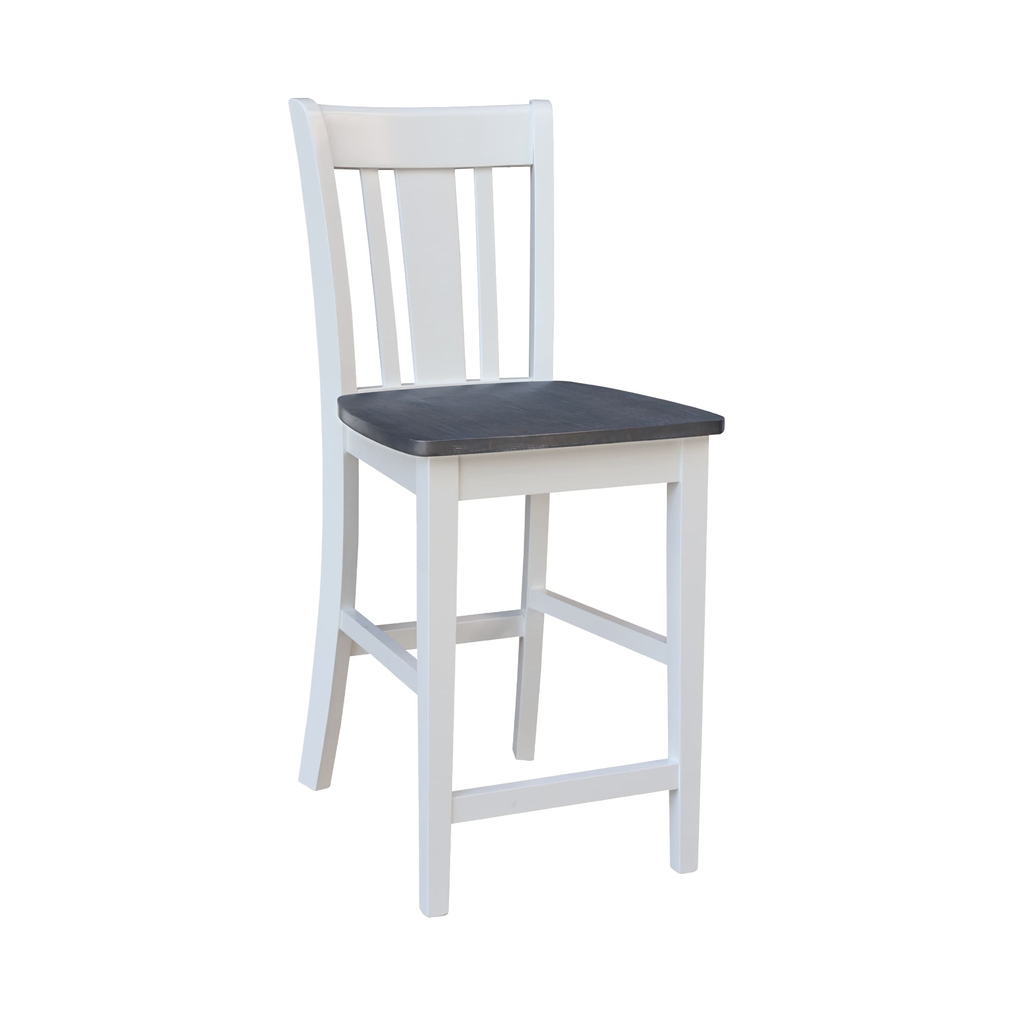 San Remo 24" White and Heather Gray Solid Hardwood Counter Stool