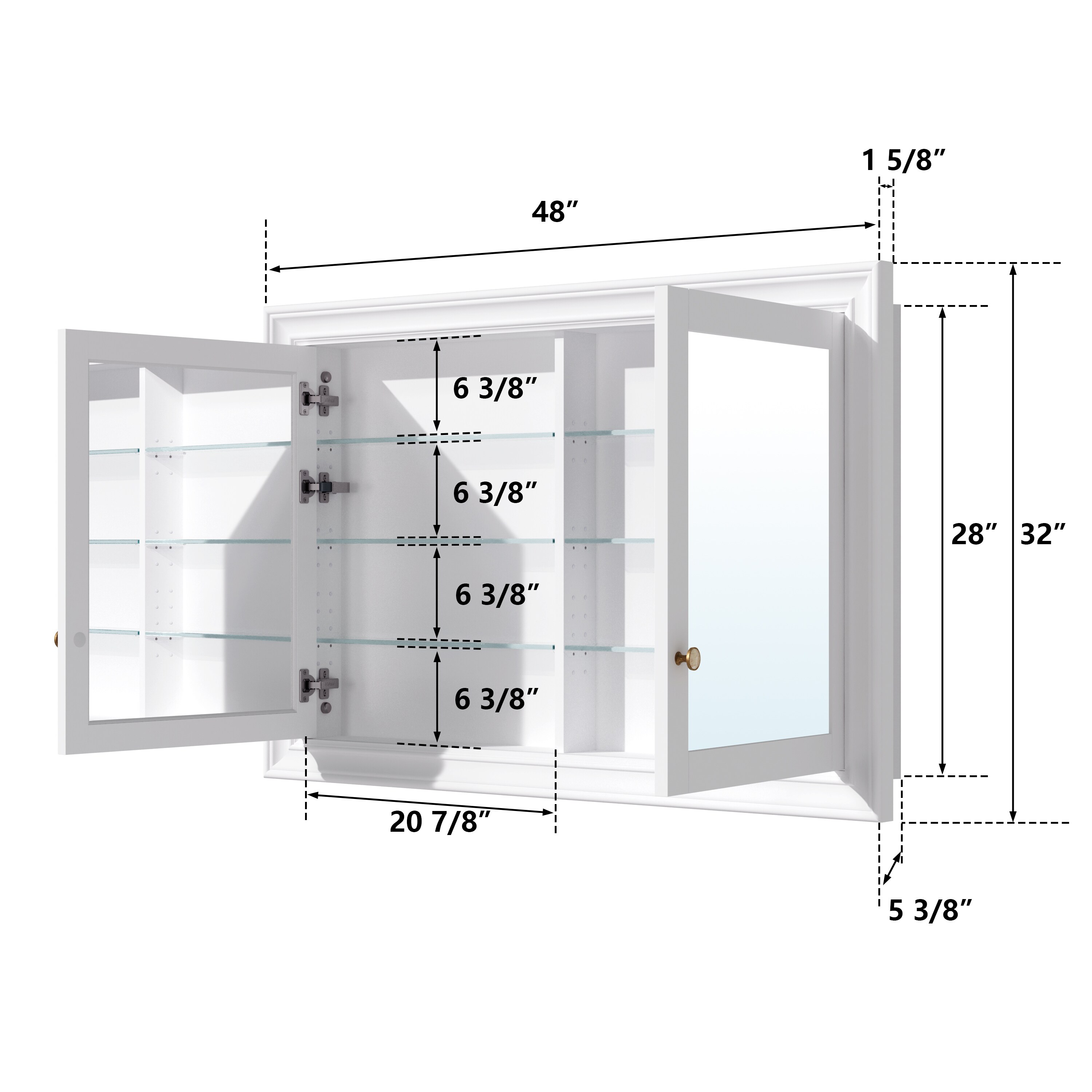 CALVON ZUBF-WT4832 Bathroom-Medicine-Cabinets - View #7
