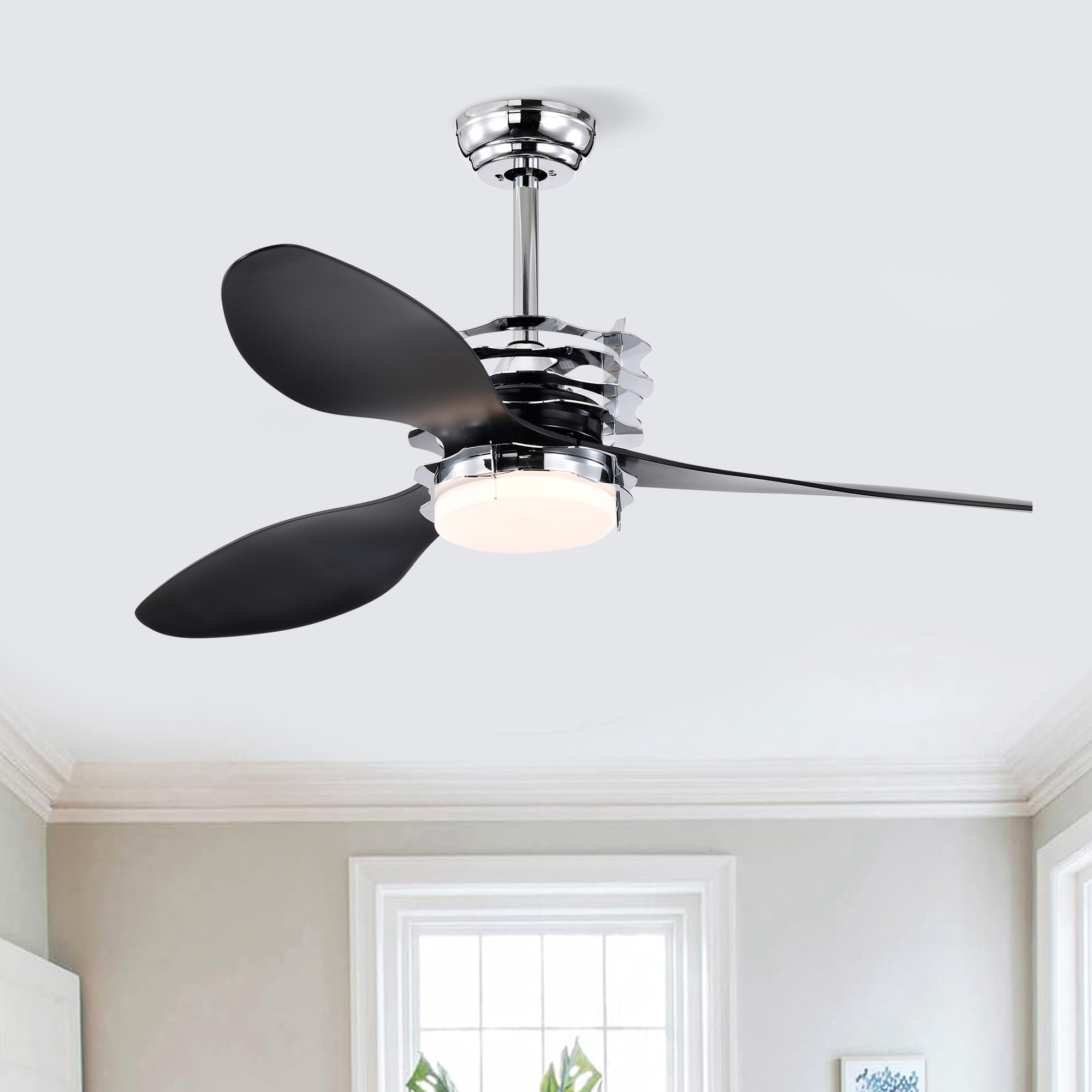 LTMATE LSY52EDC5009R-CH JAZAVA 52-in Color-Changing Chrome with ABS Blades Fandelier and Remote ( 3 -Blade )