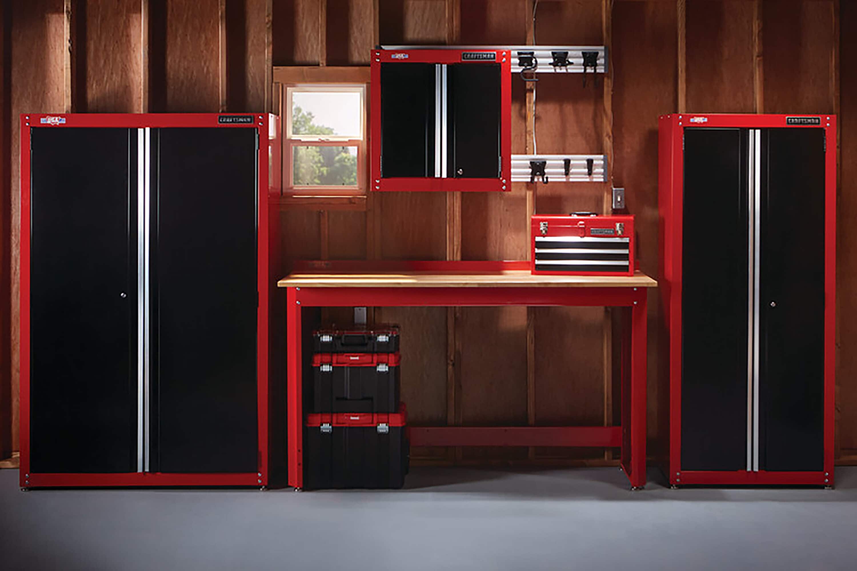 Craftsman Steel Wall Mounted Garage Cabinet In Red 28 W X H 12 D The Cabinets Department At Lowes Com