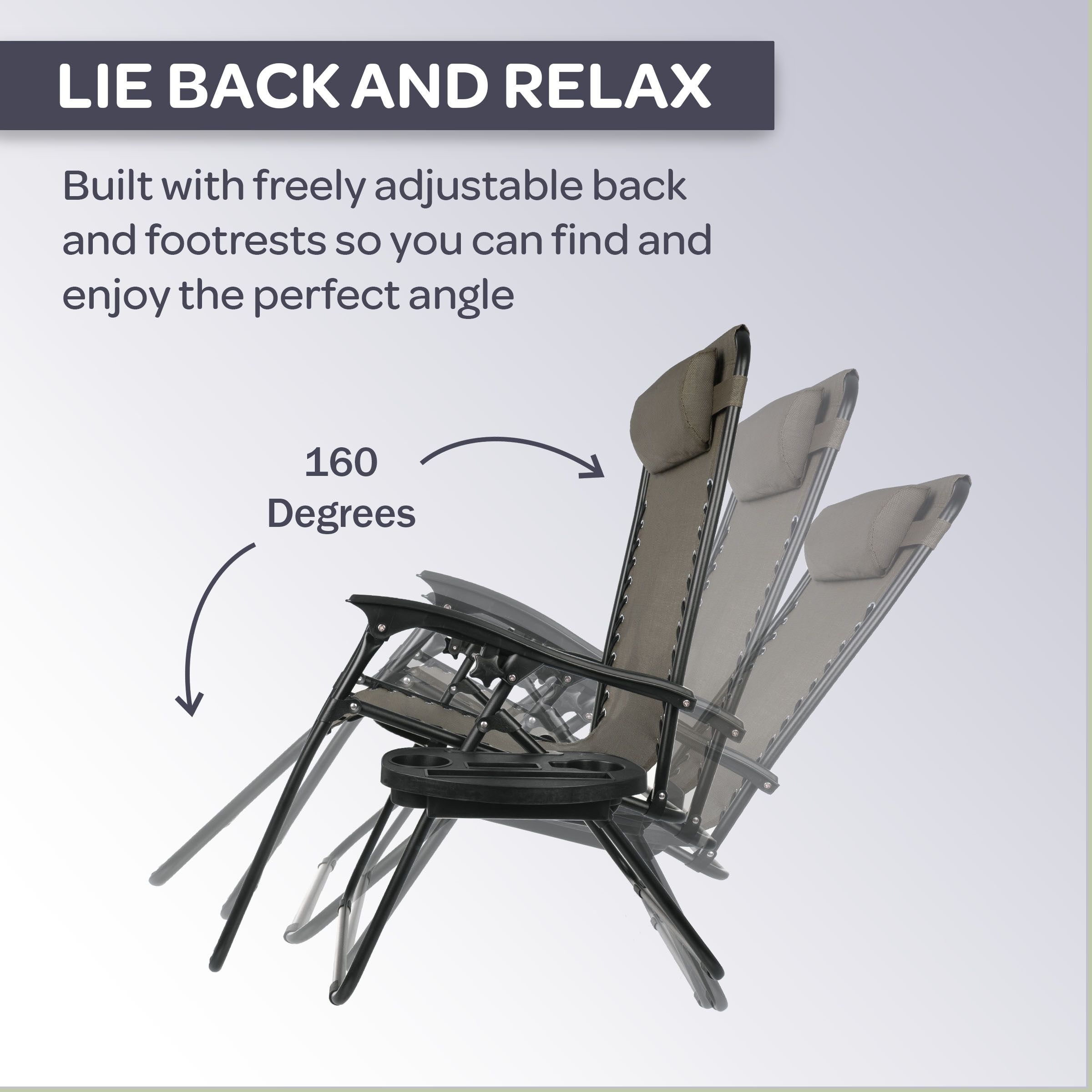 Hastings Home Zero Gravity Chairs Set of 2 Black Steel Frame