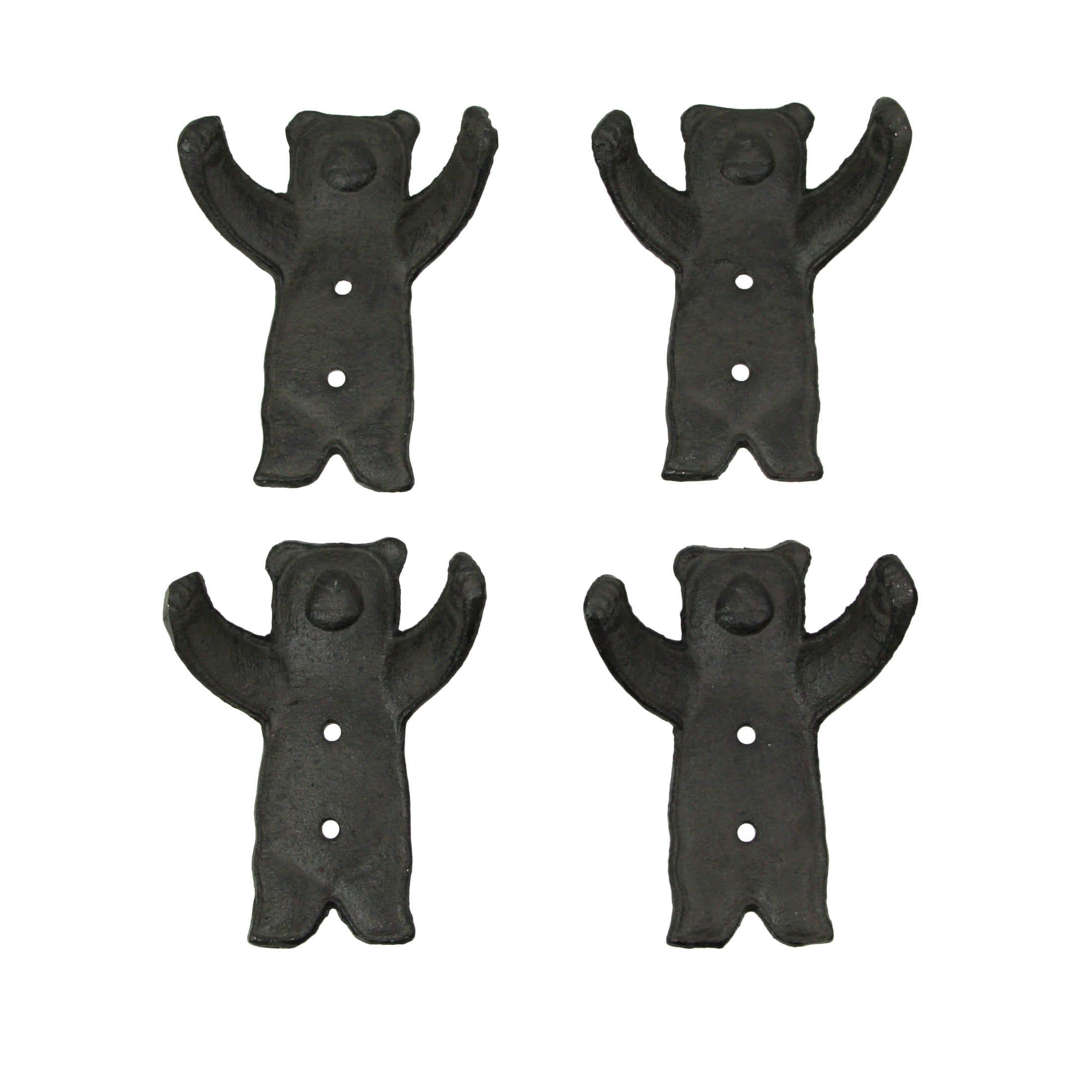 Chesapeake Bay JDY-72794-SET Set of 4 Cast Iron Bear Hug Wall Hook Decorative Coat Rack Towel Holder Decor