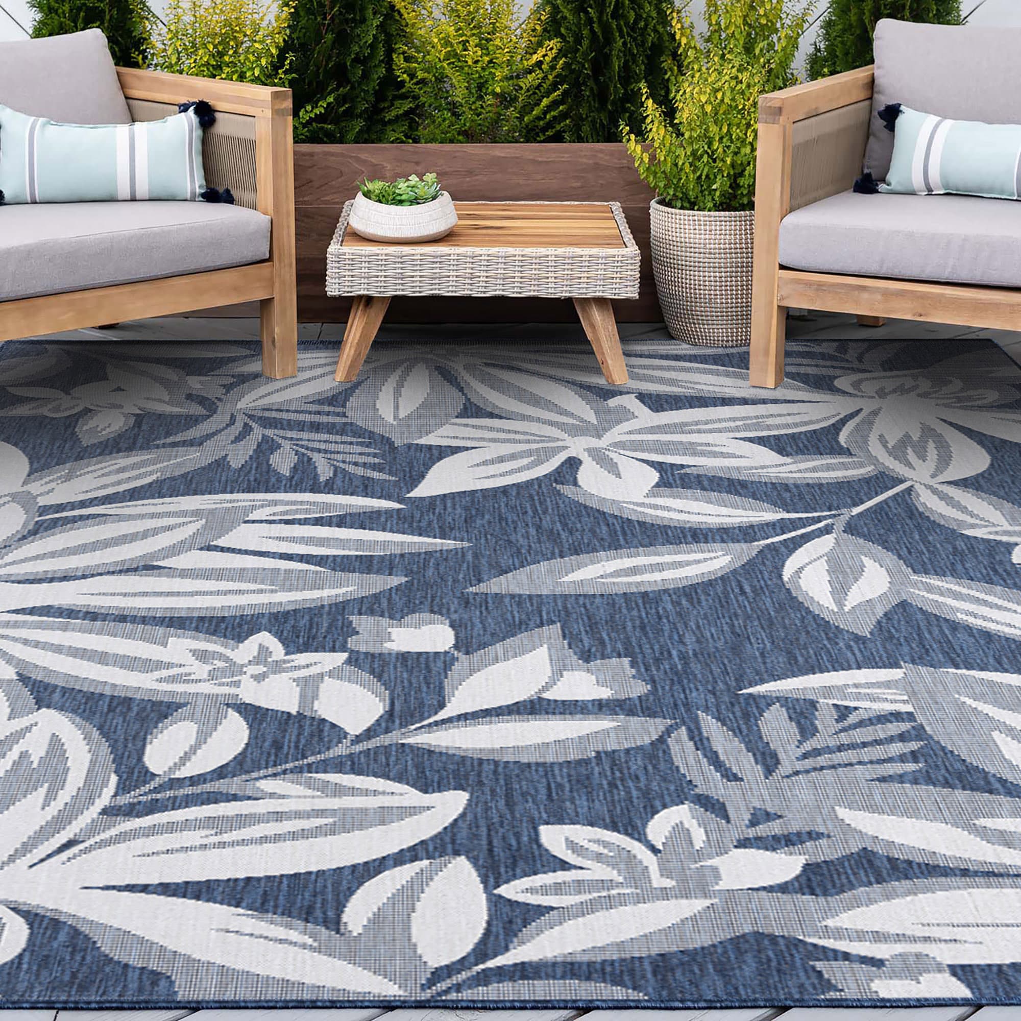 Tayse ECO1705 5X8 Eco 5 x 8 (ft) Flatweave Polypropylene Navy Rectangular Indoor/Outdoor Area rug