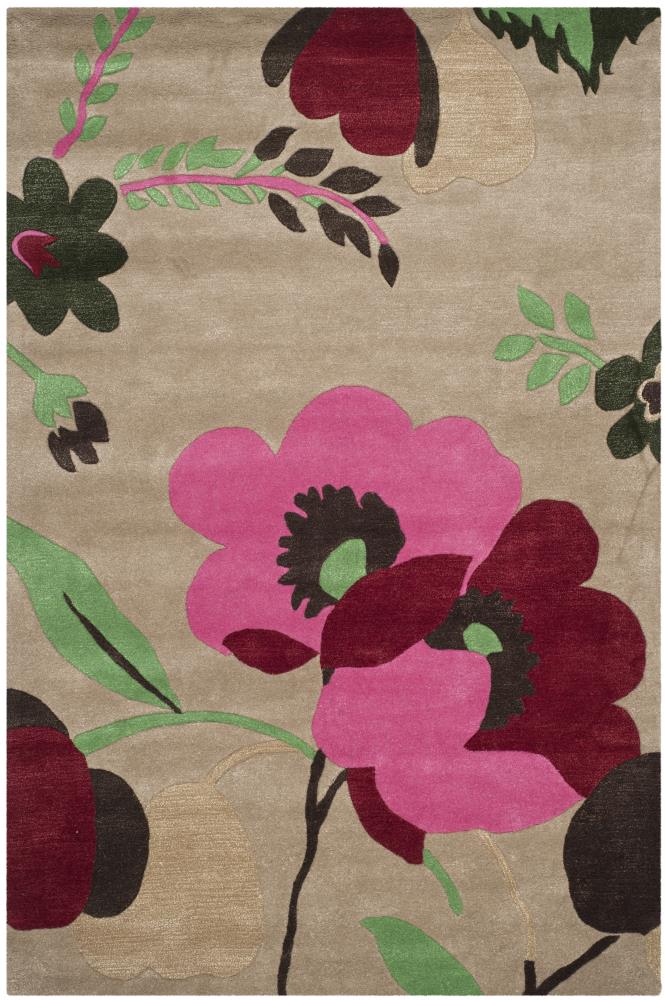 Safavieh Bella Posy 5 X 8 Wool Sand Indoor Floral/Botanical Area Rug in ...