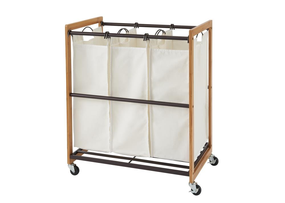 TRINITY TBFPBR-2103 Brown Cotton 3-Compartment Sorter Laundry Cart