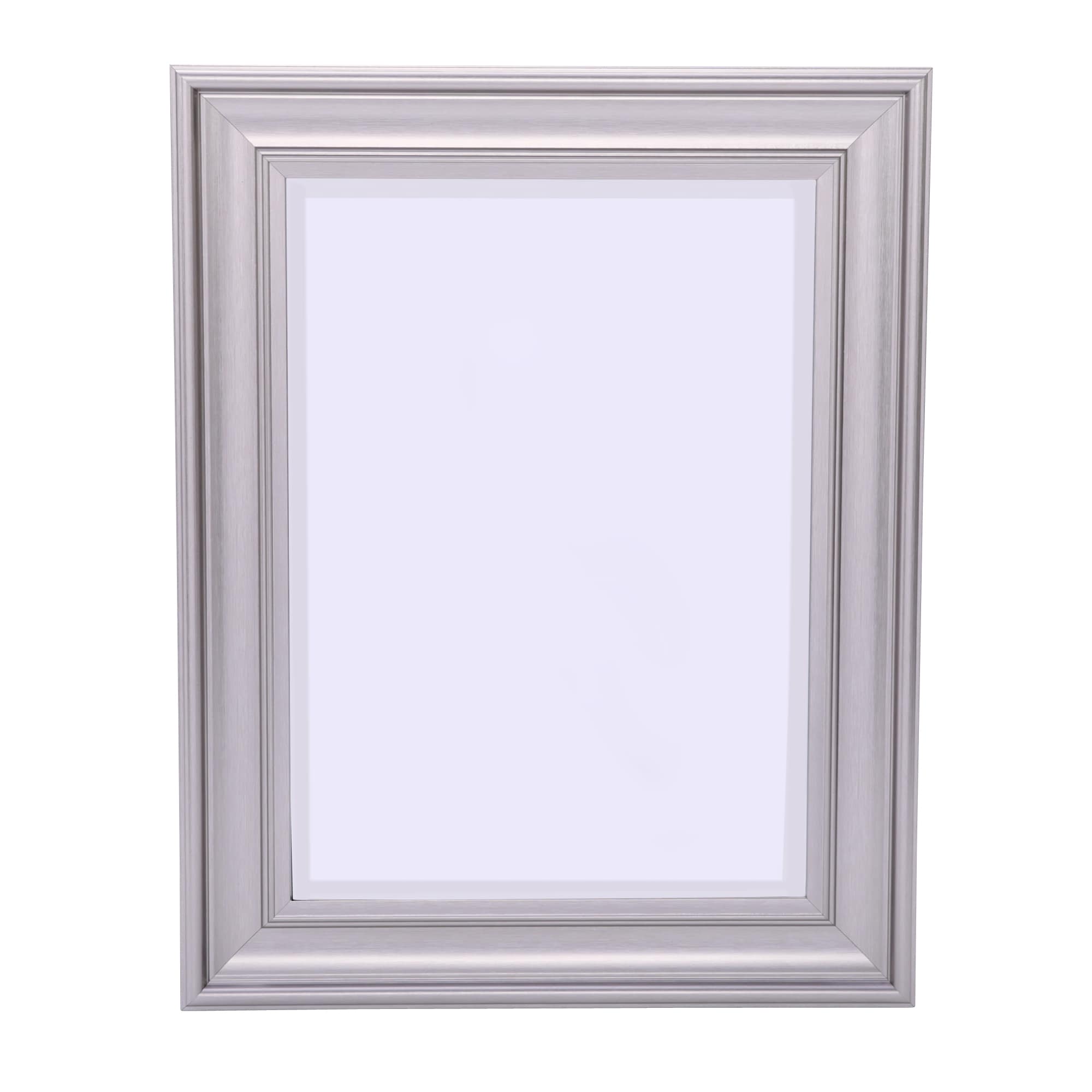 Style Selections 21.5-in W x 27.5-in H Brushed Nickel Beveled Wall Mirror  in the Mirrors department at