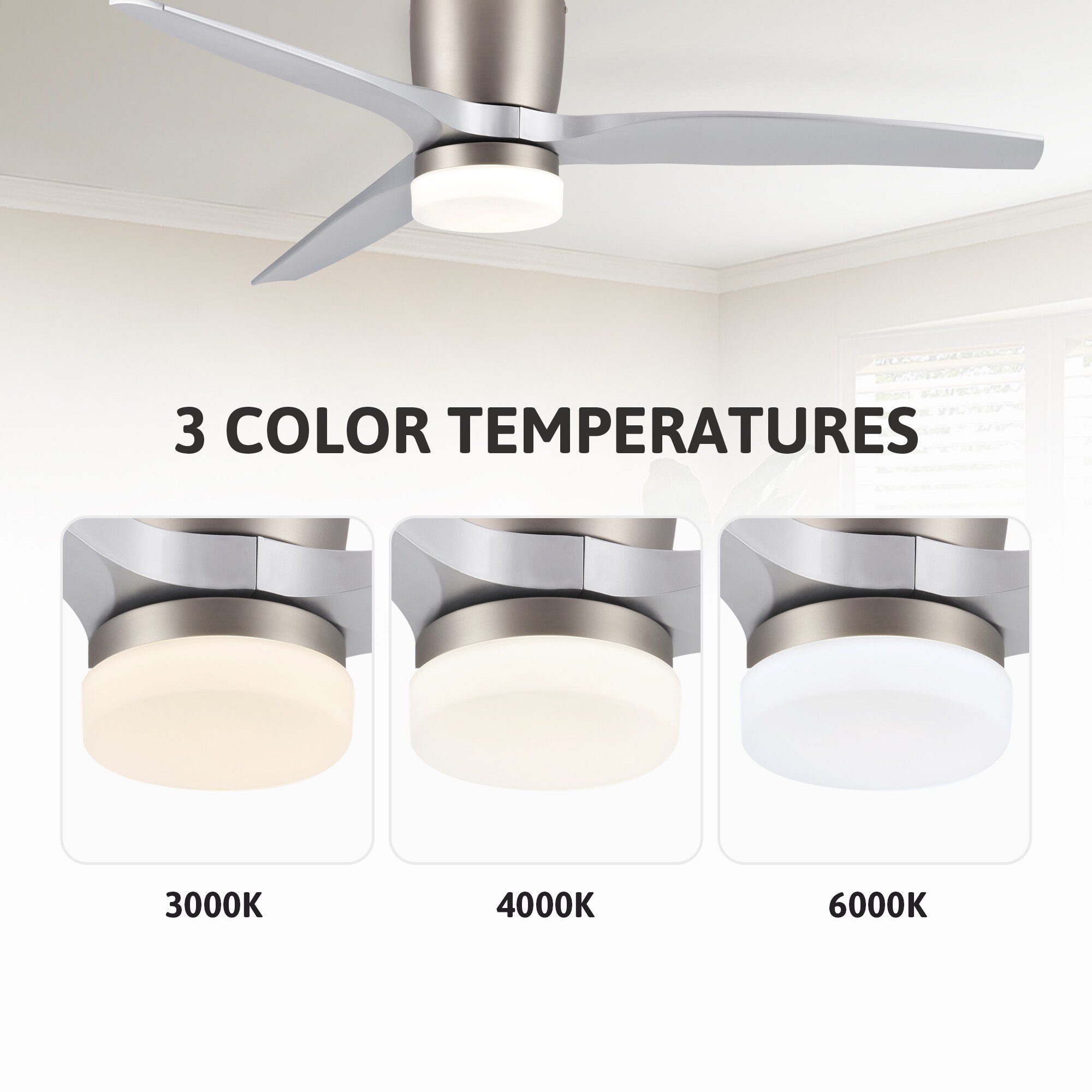 CO-Z 52-in Brushed Nickel Color-changing LED Indoor Flush Mount 