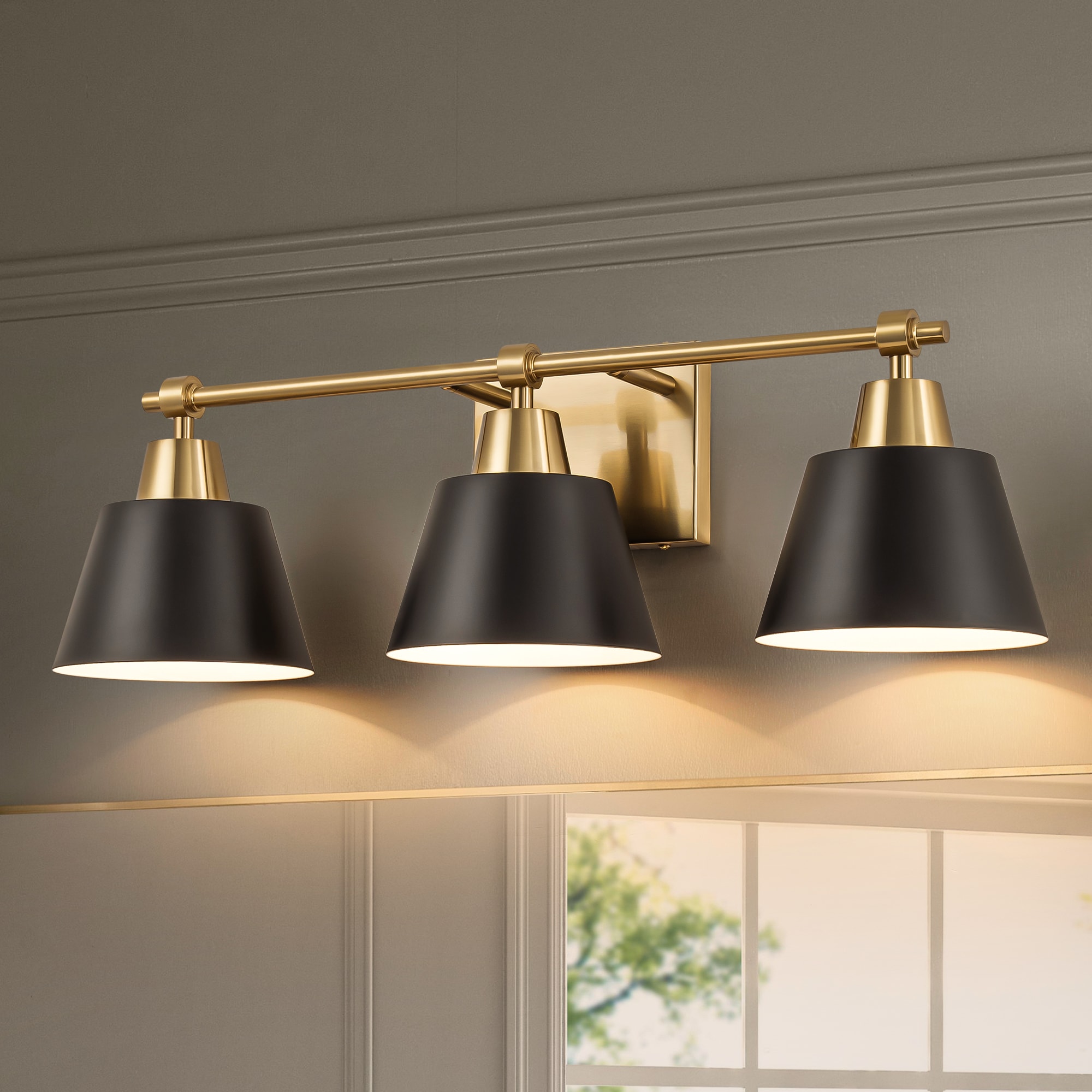 Rennnsan WS810148558 Taevion 24.61-in 3 -Light Antique Brass Industrial Vanity light