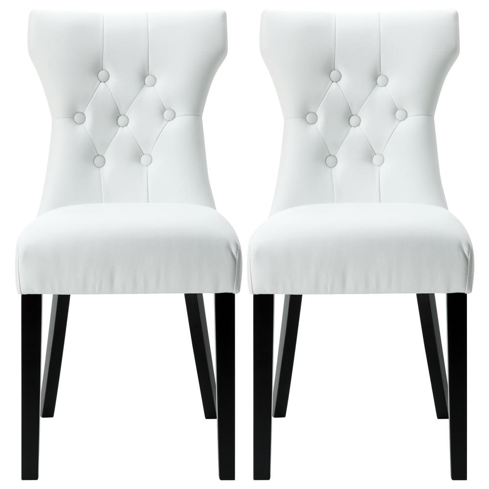 Modway EEI-911-WHI Silhouette Contemporary/Modern Vinyl Upholstered Dining Side Chair (Wood Frame)