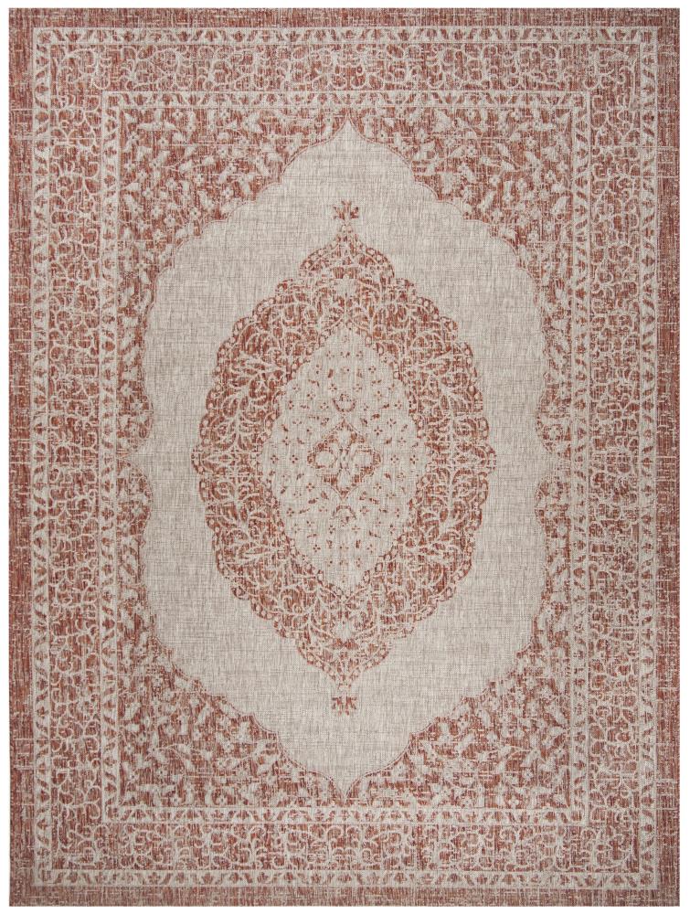 Safavieh CY8751-36512-8 Courtyard Napa 8 x 11 (ft) Loomed Polypropylene Light Beige/Terracotta Rectangular Indoor/Outdoor Floral/Botanical Coastal Area rug