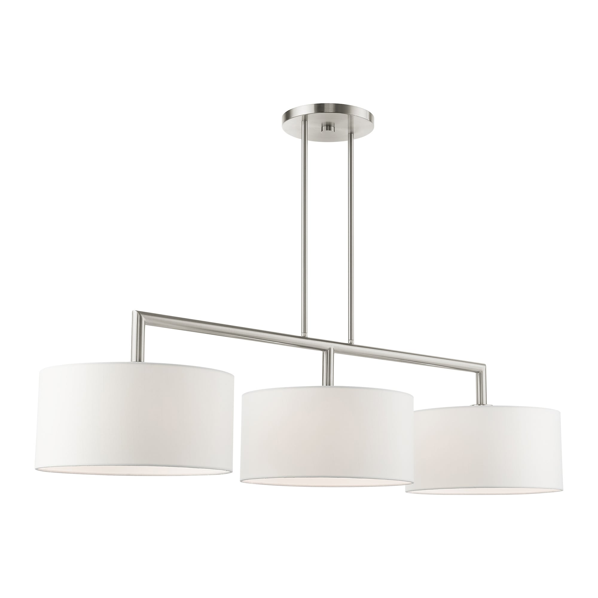 Sleek Brushed Nickel 3-Light Linear Drum Chandelier