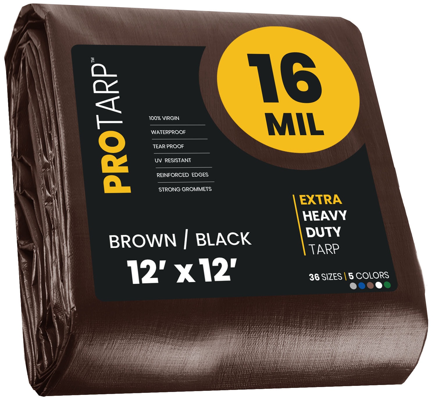 PROTARP PT-102-12X12 12-ft x 12-ft Brown Waterproof Commercial Polyethylene 16-mil Tarp