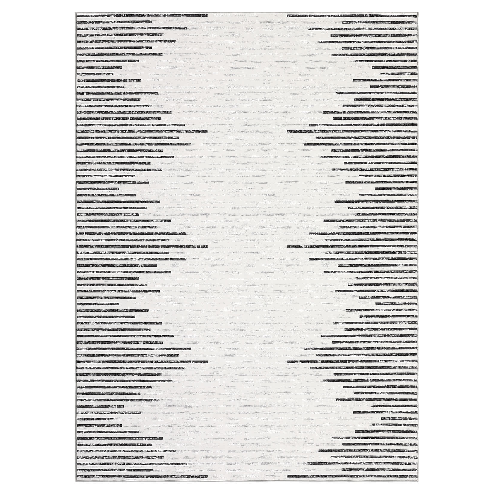 WhizMax SUNNY-PHO-166K9VPF Beige Modern 2 x 6(ft) Rectangular Washable Indoor Soft Non Slip Geometric Runner Rug with Stripped Lines
