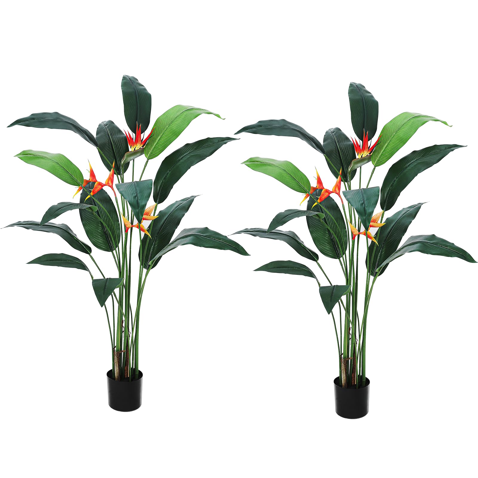 IdealHouse Set of 2 6FT Artificial Bird of Paradise Plants with 14 Leaves and 3 Flowers Ideal for Modern Home Office Decor