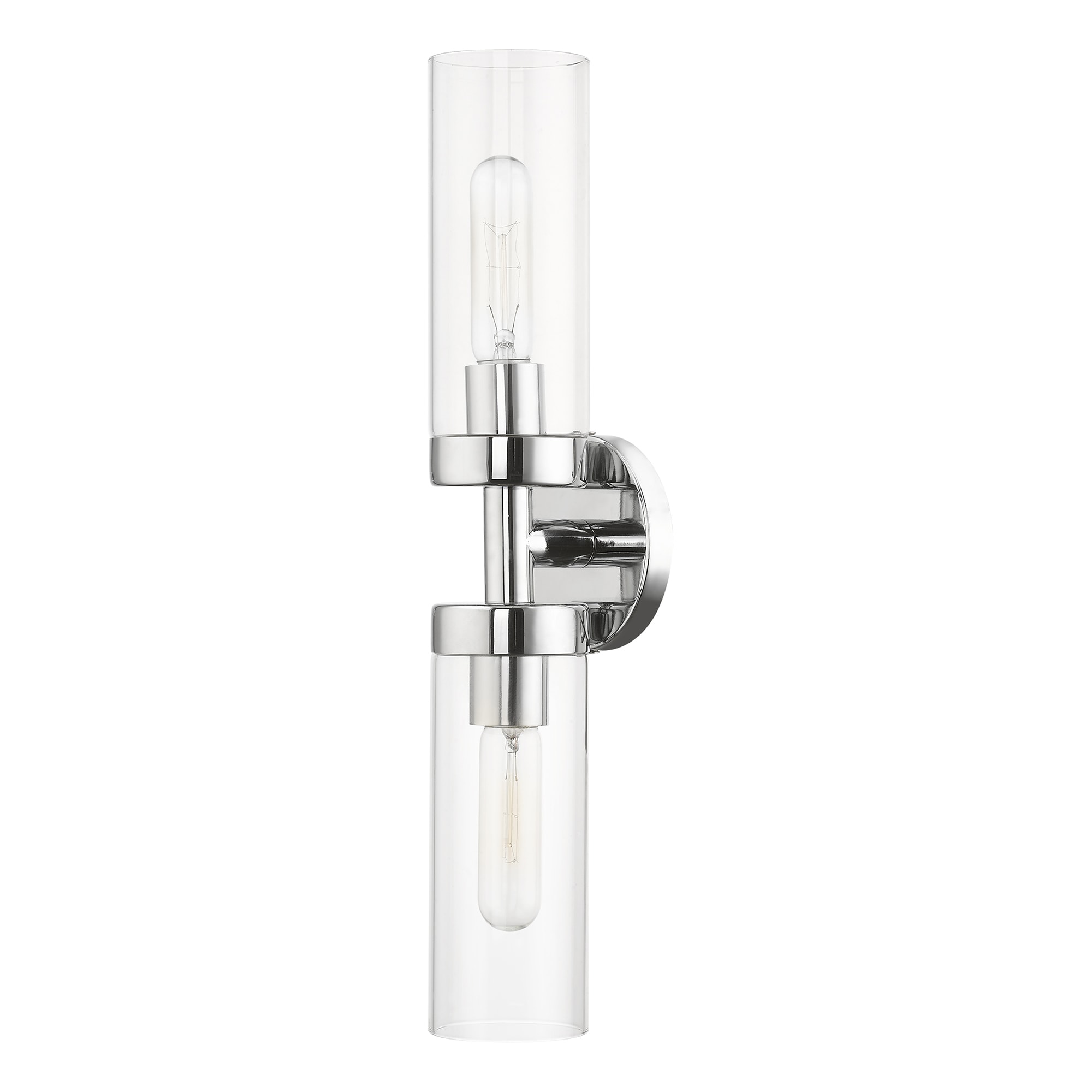 Ludlow Polished Chrome 2-Light Vanity with Clear Glass Shades