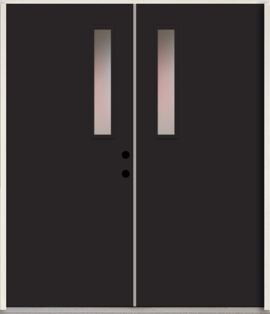 RELIABILT LO1063430 Spotlights 72-in x 80-in x Fiberglass 1/4 lite Left-hand inswing Peppercorn Paint Painted Prehung Double Front Door Insulating core