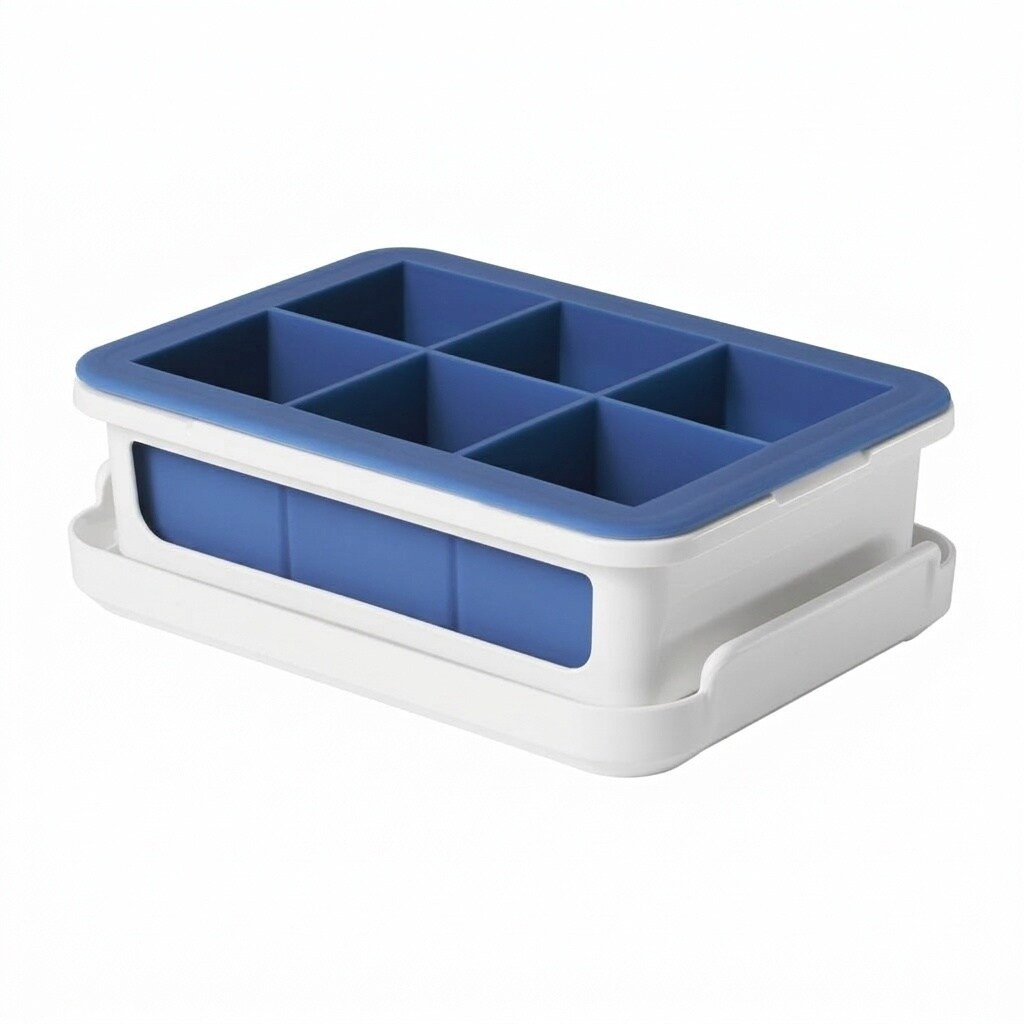 Etokfoks Dark Blue Flexible Silicone Large Cube Ice Mold Ice Tray with ...