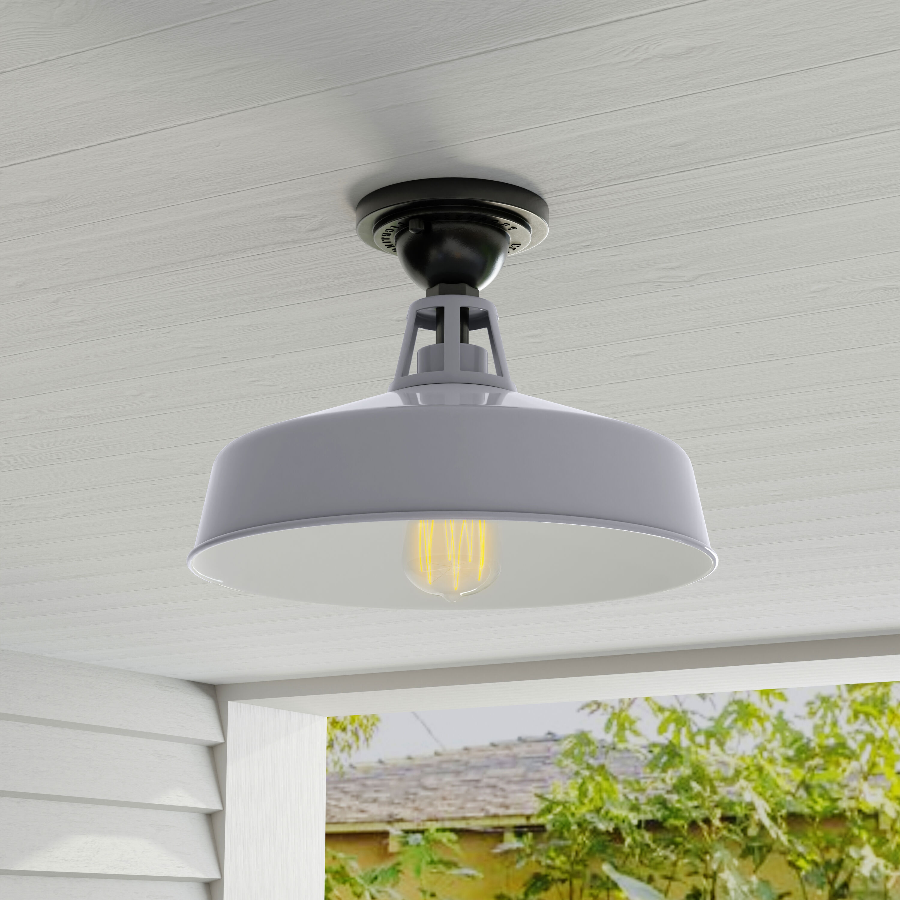 Progress Lighting P550070-082 Cedar Springs 1 -Light 9.5-in Gray Indoor/Outdoor Semi Flush Mount Light